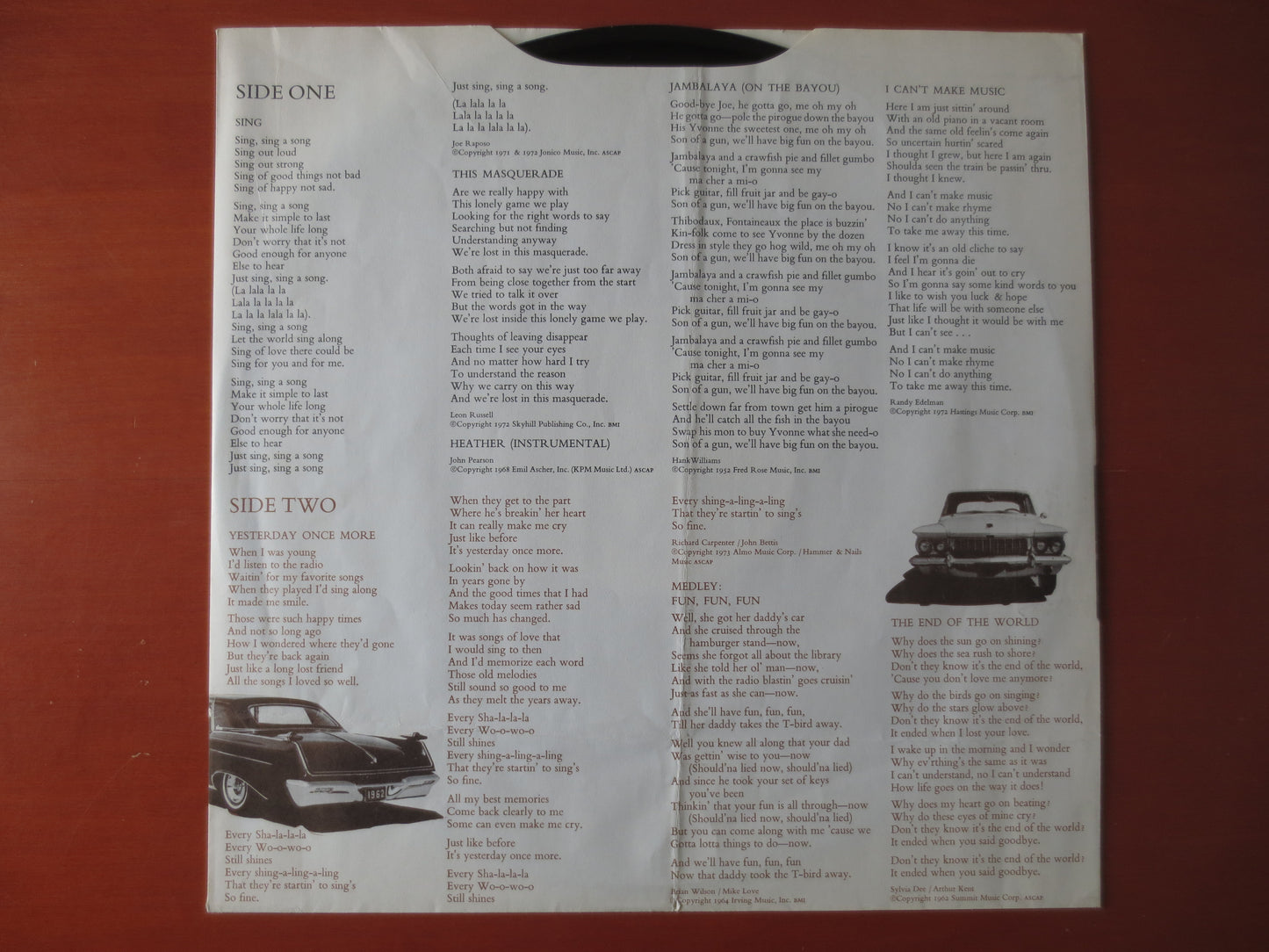 The CARPENTERS, NOW and Then, CARPENTERS Record, The Carpenters Vinyl, The Carpenters Album, Pop Music, Vinyl, 1973 Records