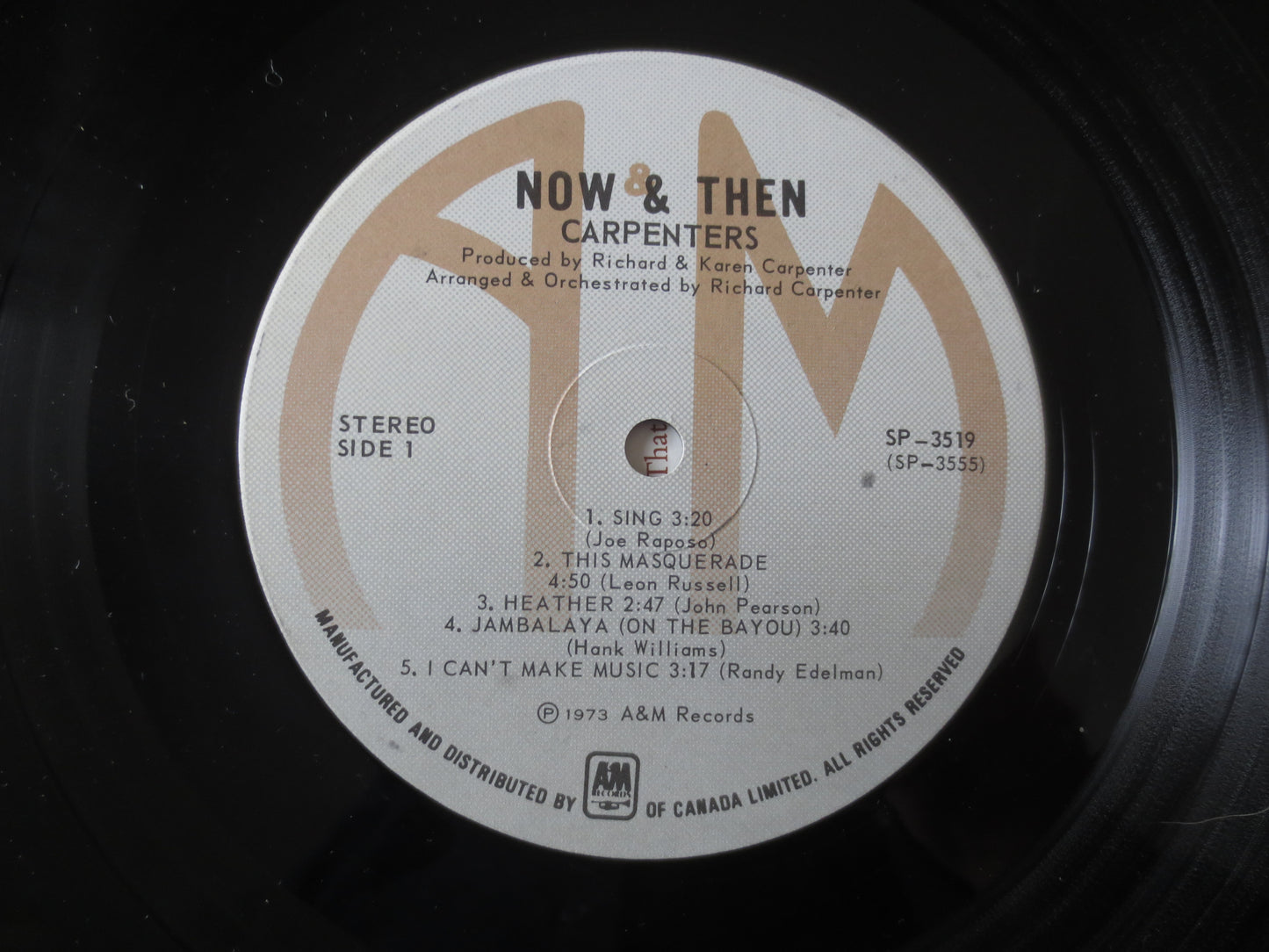 The CARPENTERS, NOW and Then, CARPENTERS Record, The Carpenters Vinyl, The Carpenters Album, Pop Music, Vinyl, 1973 Records