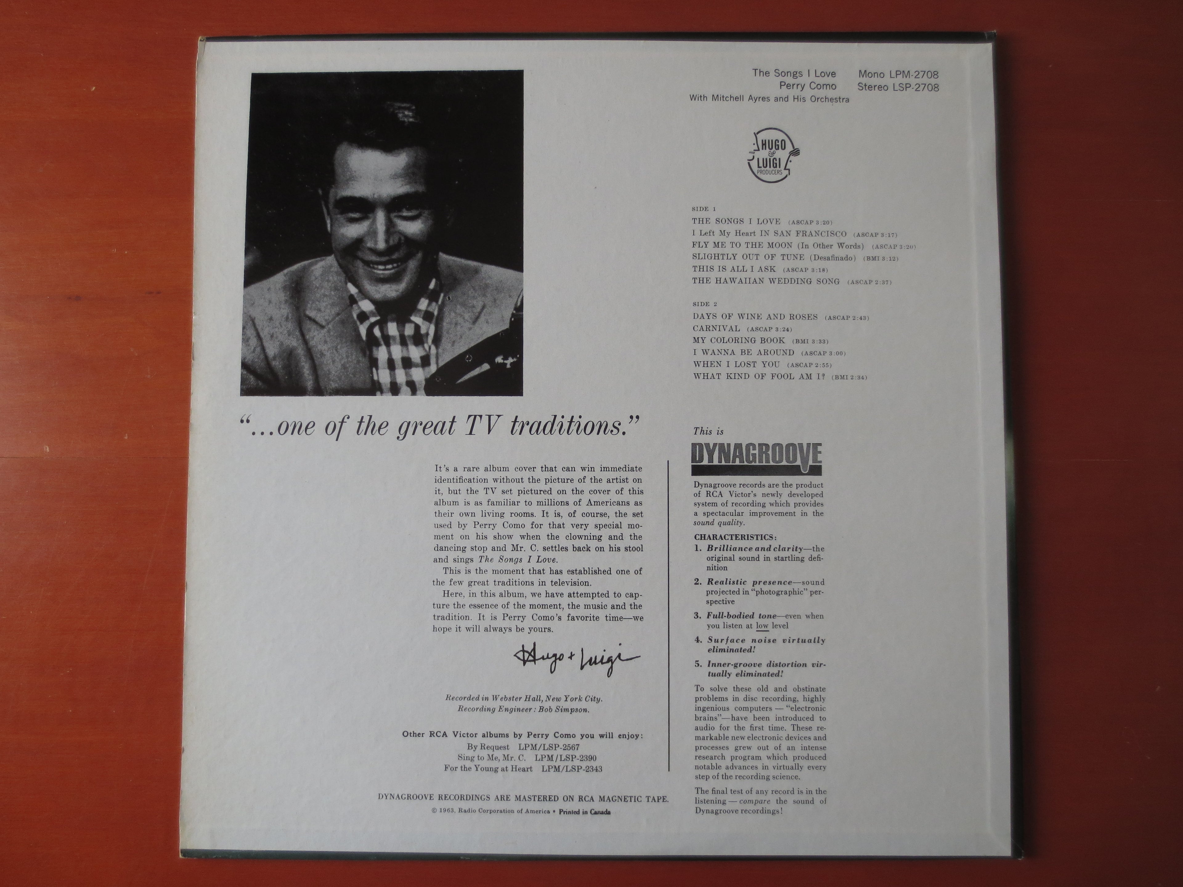 Perry Como – The Songs I Love (1965) Vinyl LP