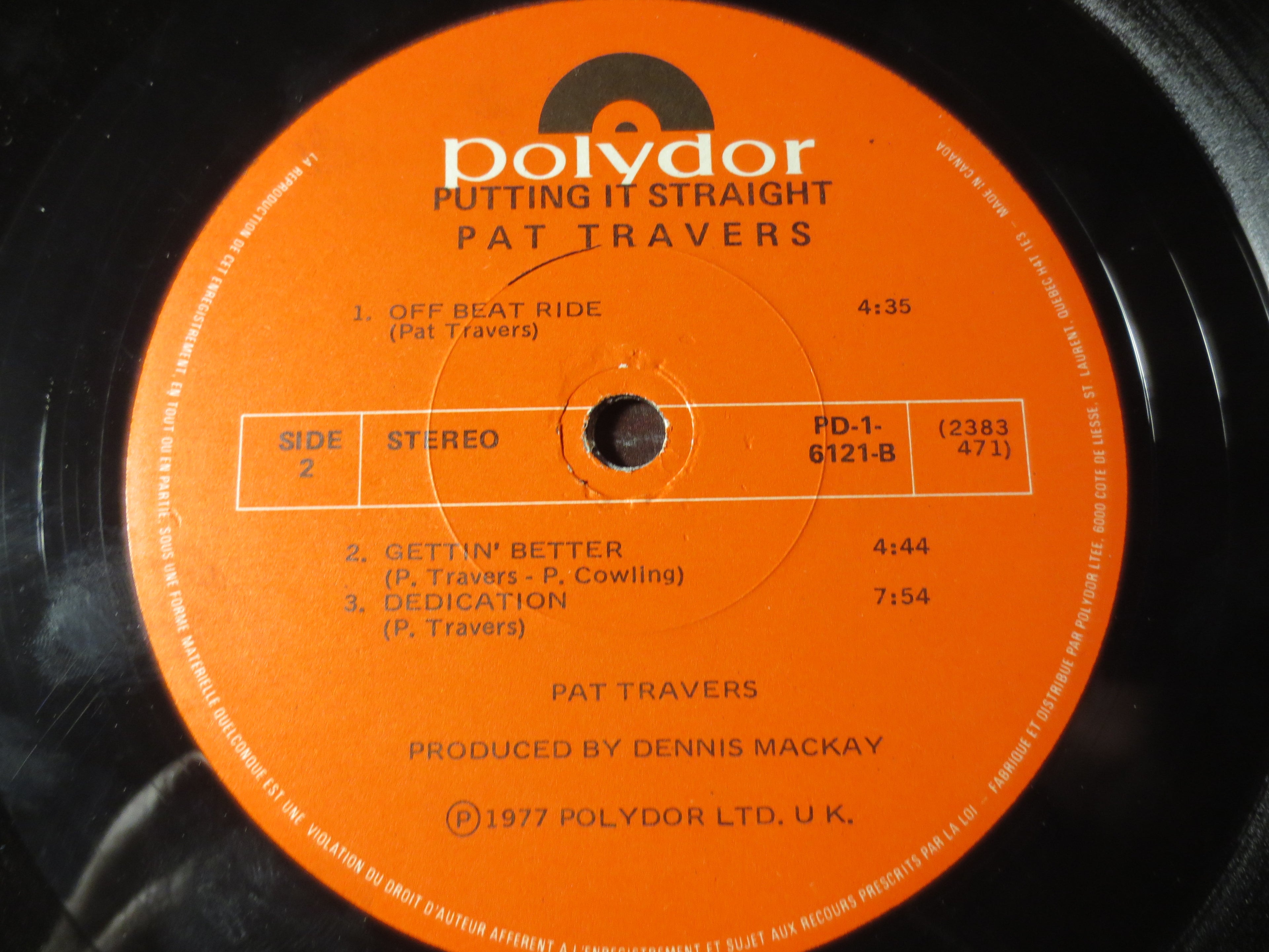 Pat Travers – Putting It Straight (1977) Vinyl LP