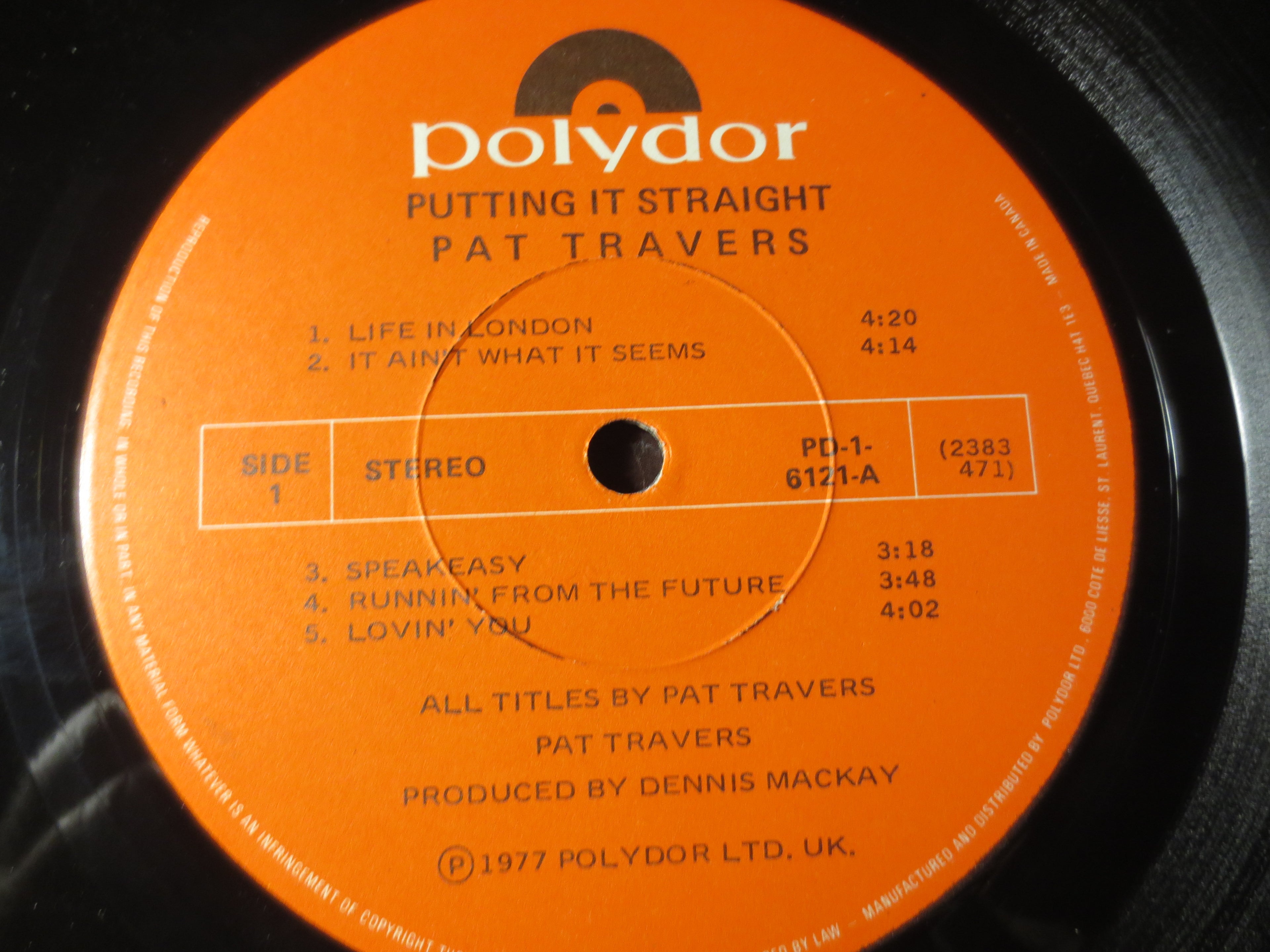 Pat Travers – Putting It Straight (1977) Vinyl LP