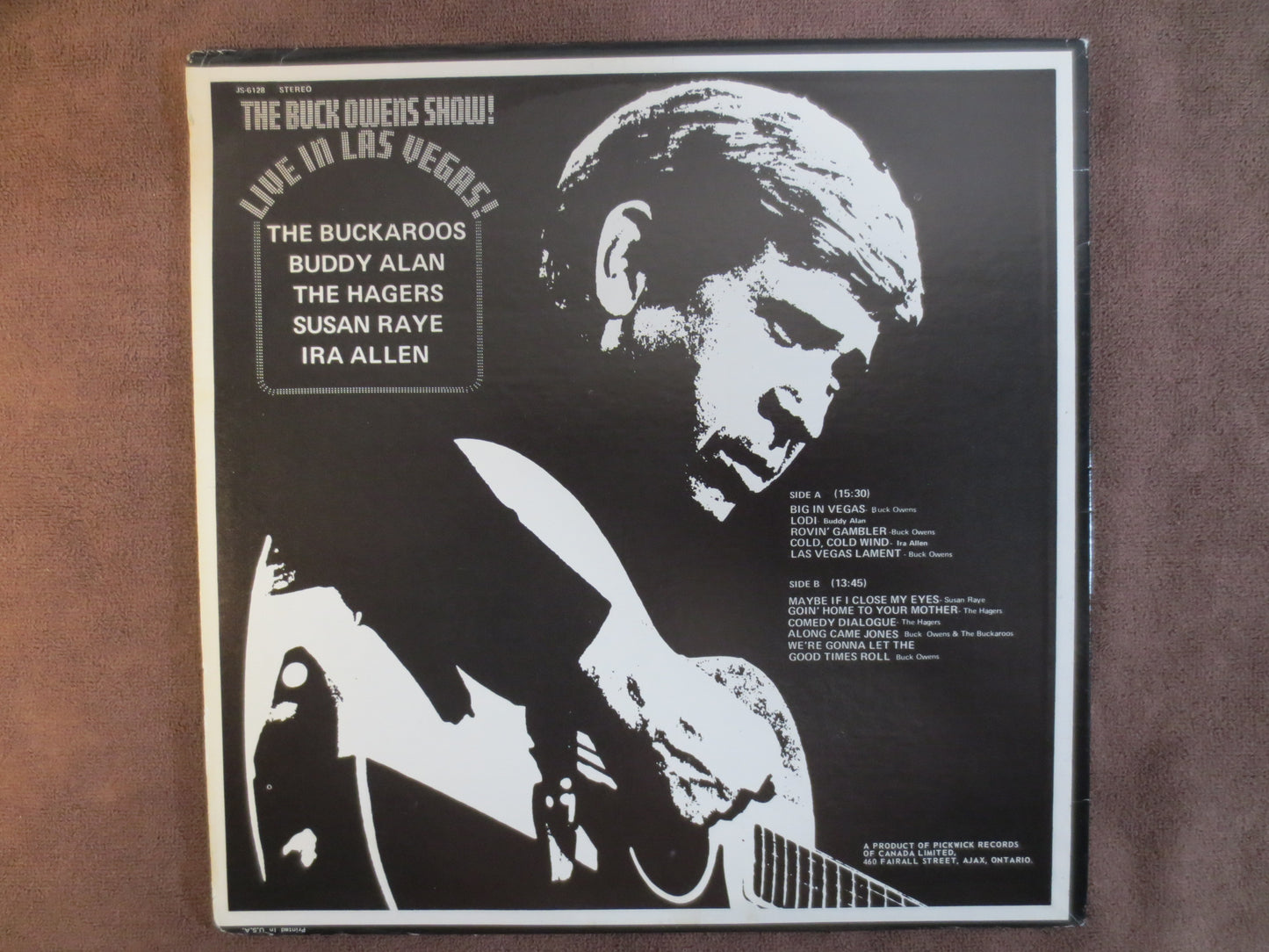BUCK OWENS, BUCK OWENS RECORDS, Live in Las Vegas, Buck Owens Albums, Buck Owens Vinyl, Buck Owens Lps, Vintage Vinyl, Lp, 1973 Records