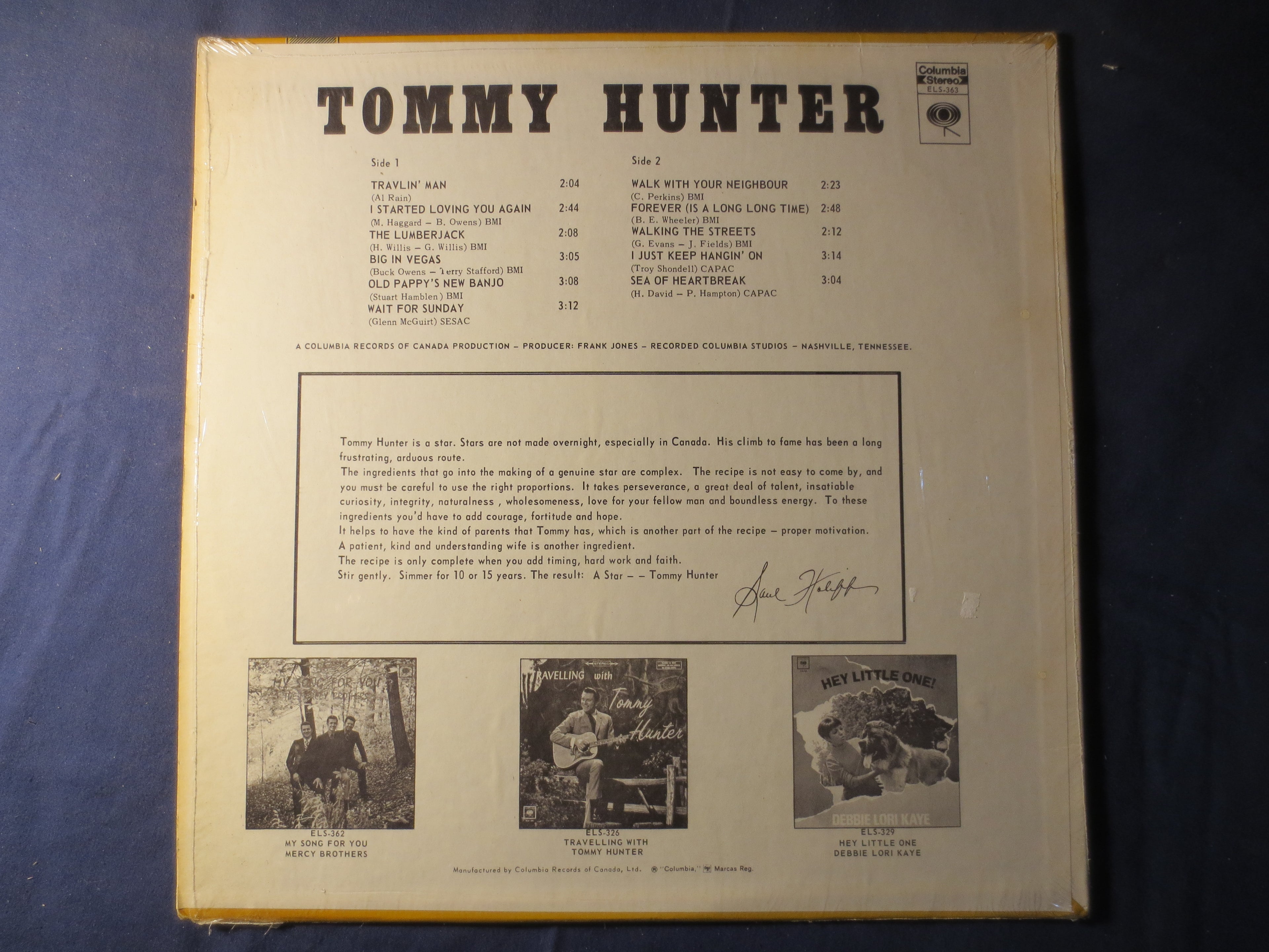 Tommy Hunter – Tommy Hunter (1968) Vinyl LP