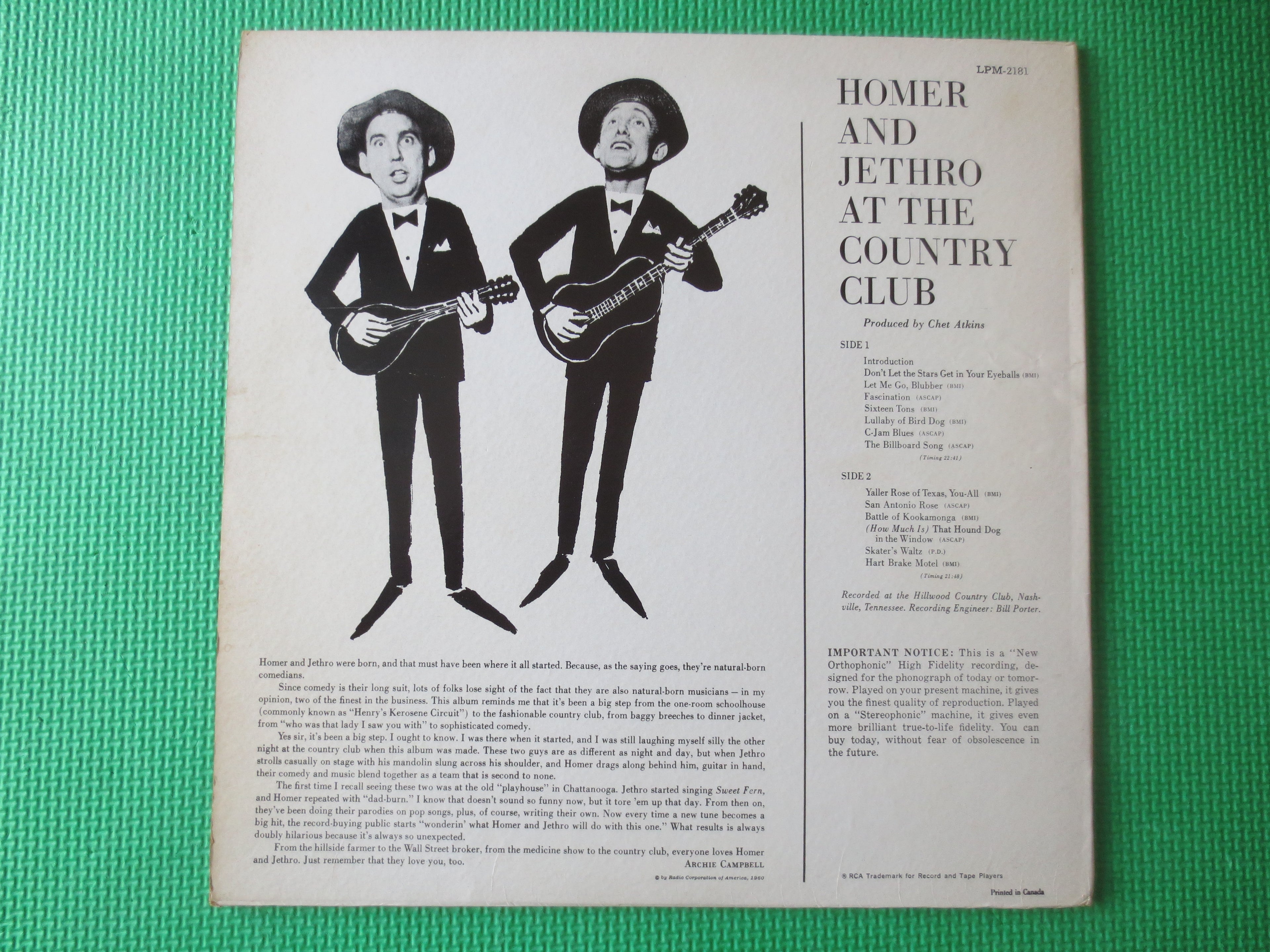 Homer and Jethro – At the Country Club (1960) Vinyl LP