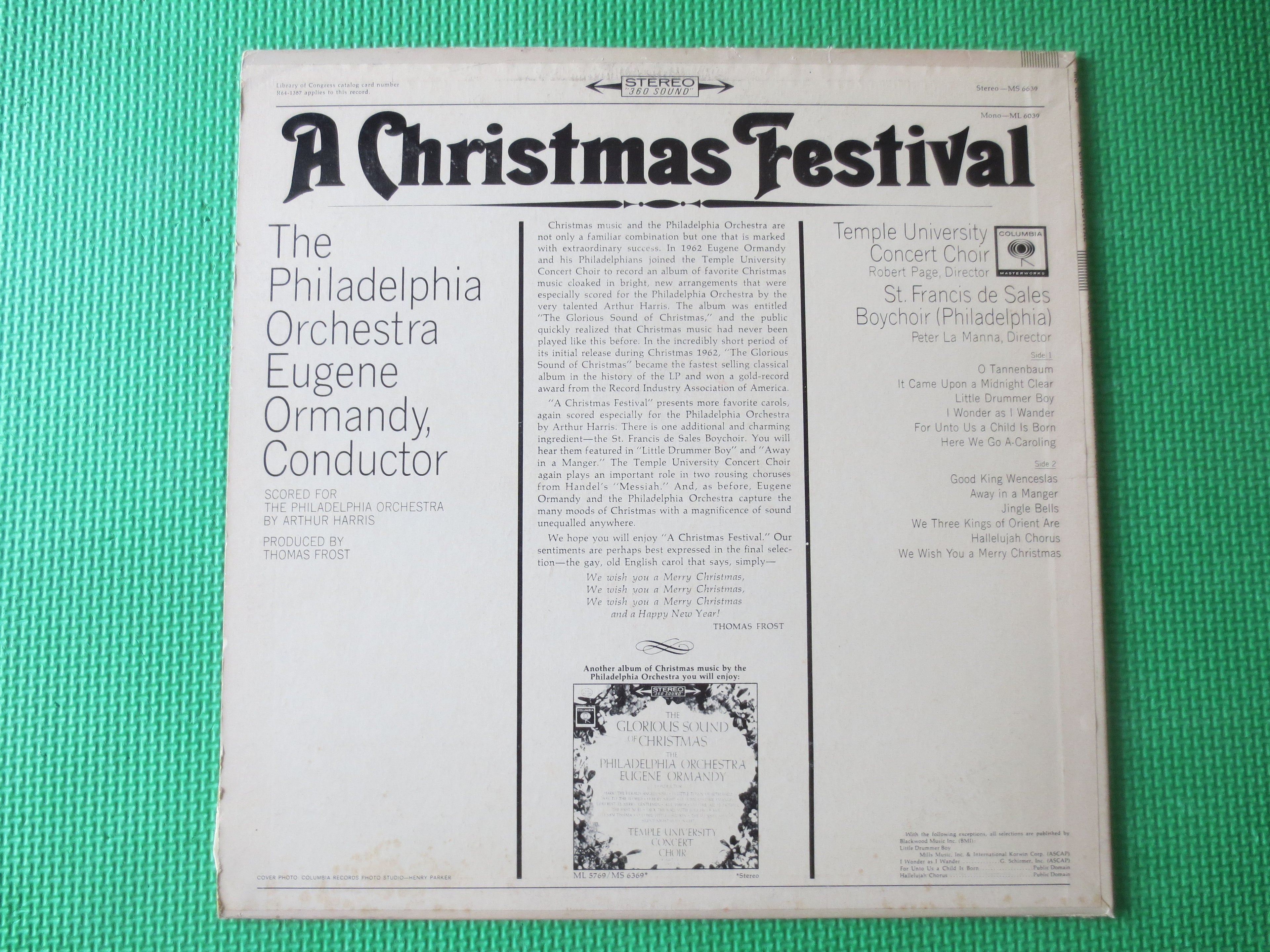 Eugene Ormandy & The Philadelphia Orchestra – A Festival Christmas (1964) Vinyl LP