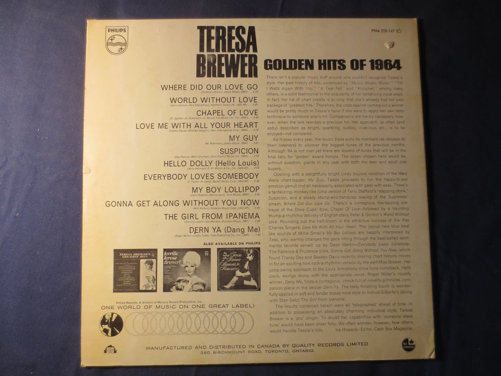 Teresa Brewer – Golden Hits of 1964 (1964) Vinyl LP