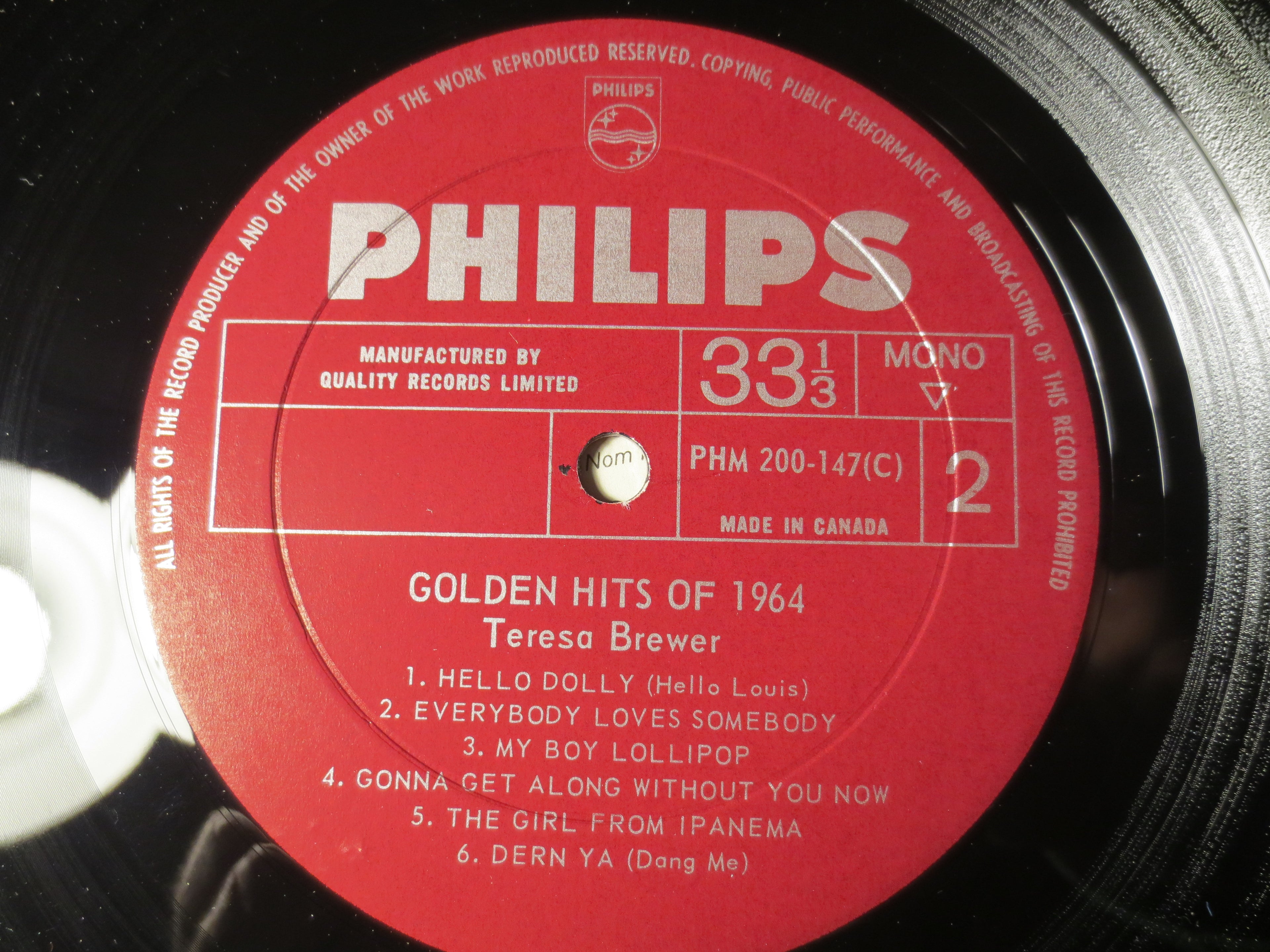 Teresa Brewer – Golden Hits of 1964 (1964) Vinyl LP