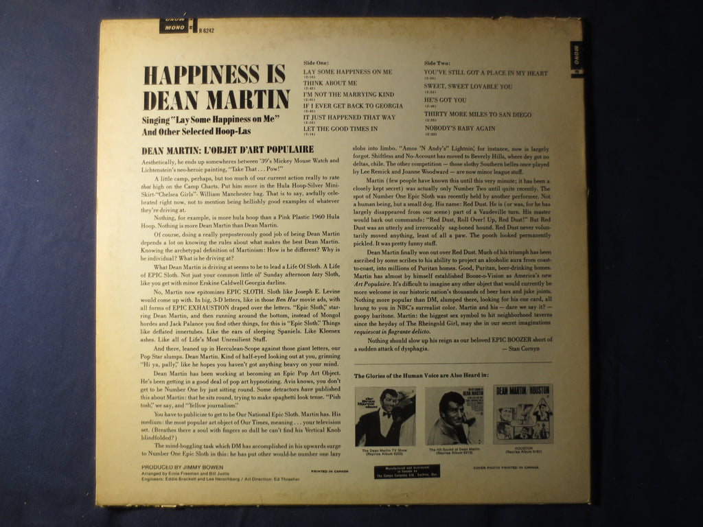 Dean Martin – Happiness Is Dean Martin (1967) Vinyl LP