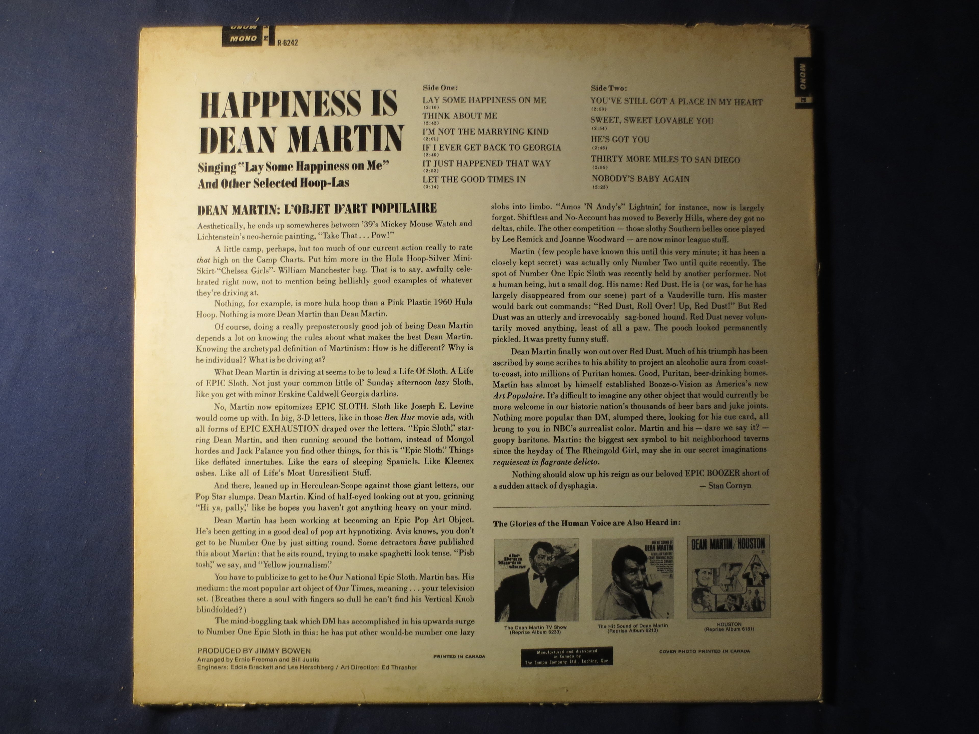 Dean Martin – Happiness Is Dean Martin (1967) Vinyl LP