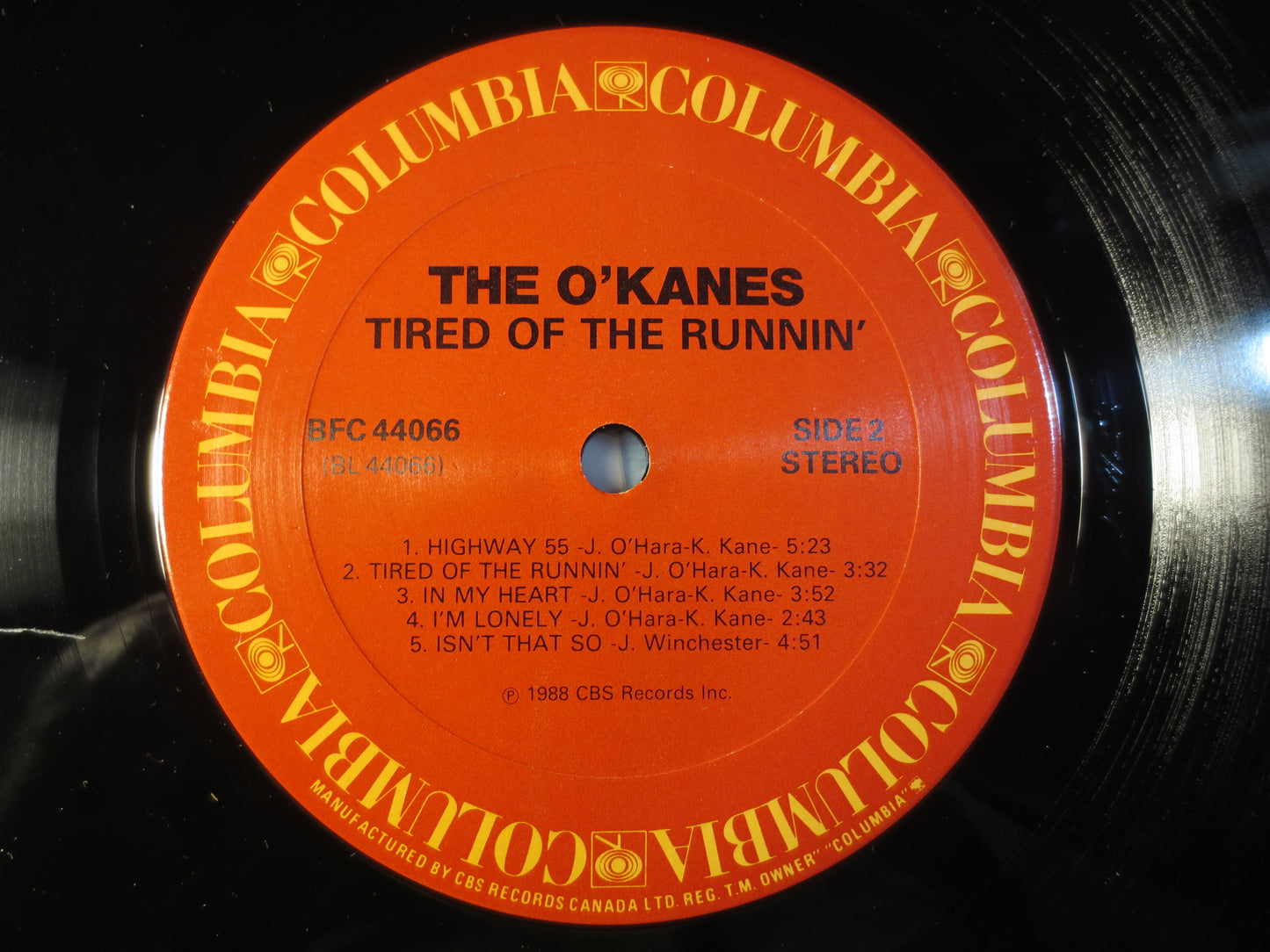 The O'KANES, TIRED of the RUNNIN', Country Records, Vintage Vinyl, Records, Vinyl Records, Vinyl Albums, Lps, 1988 Records