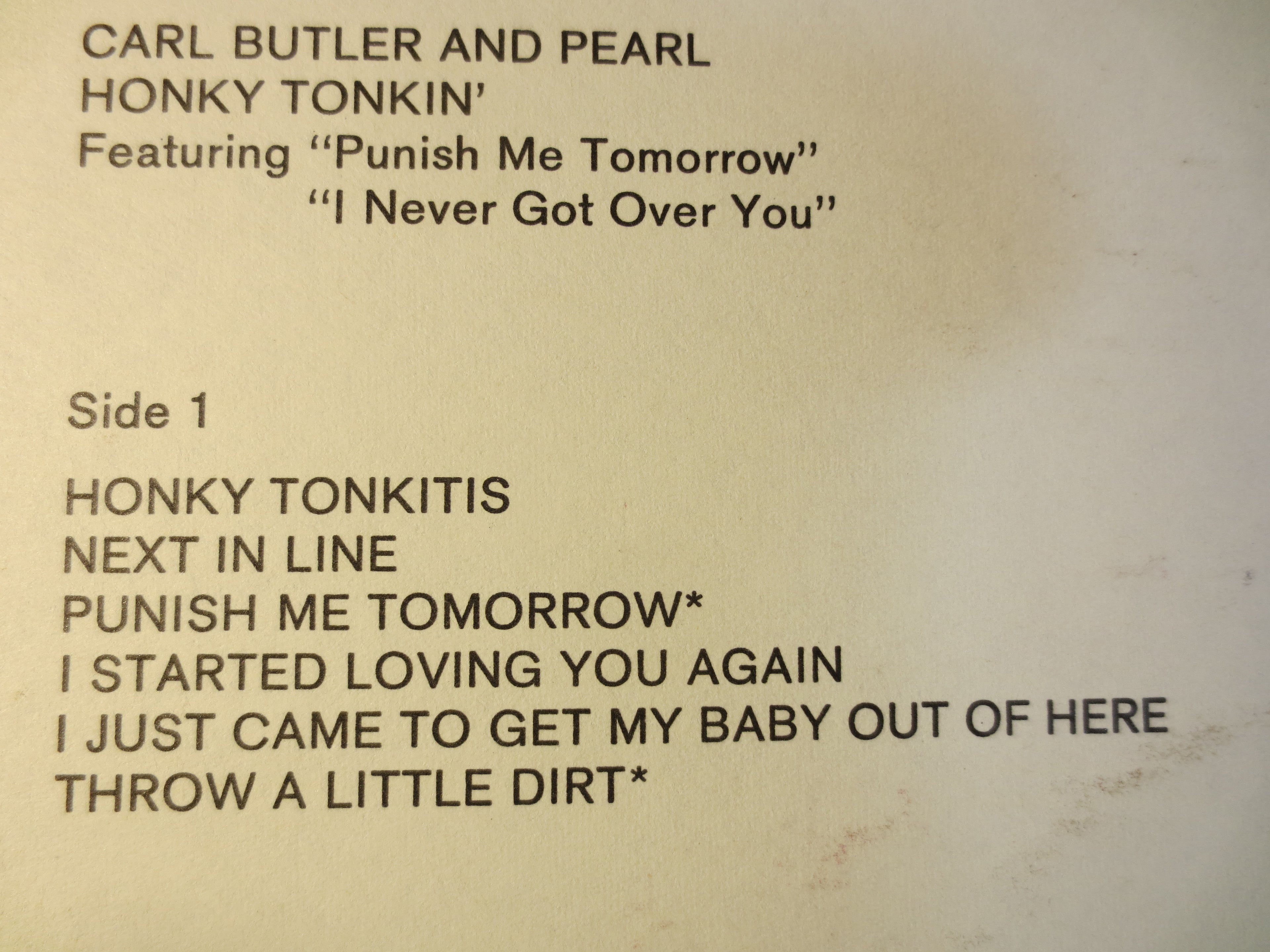 Carl Butler & Pearl – Honky Tonkin' (1969) Vinyl LP