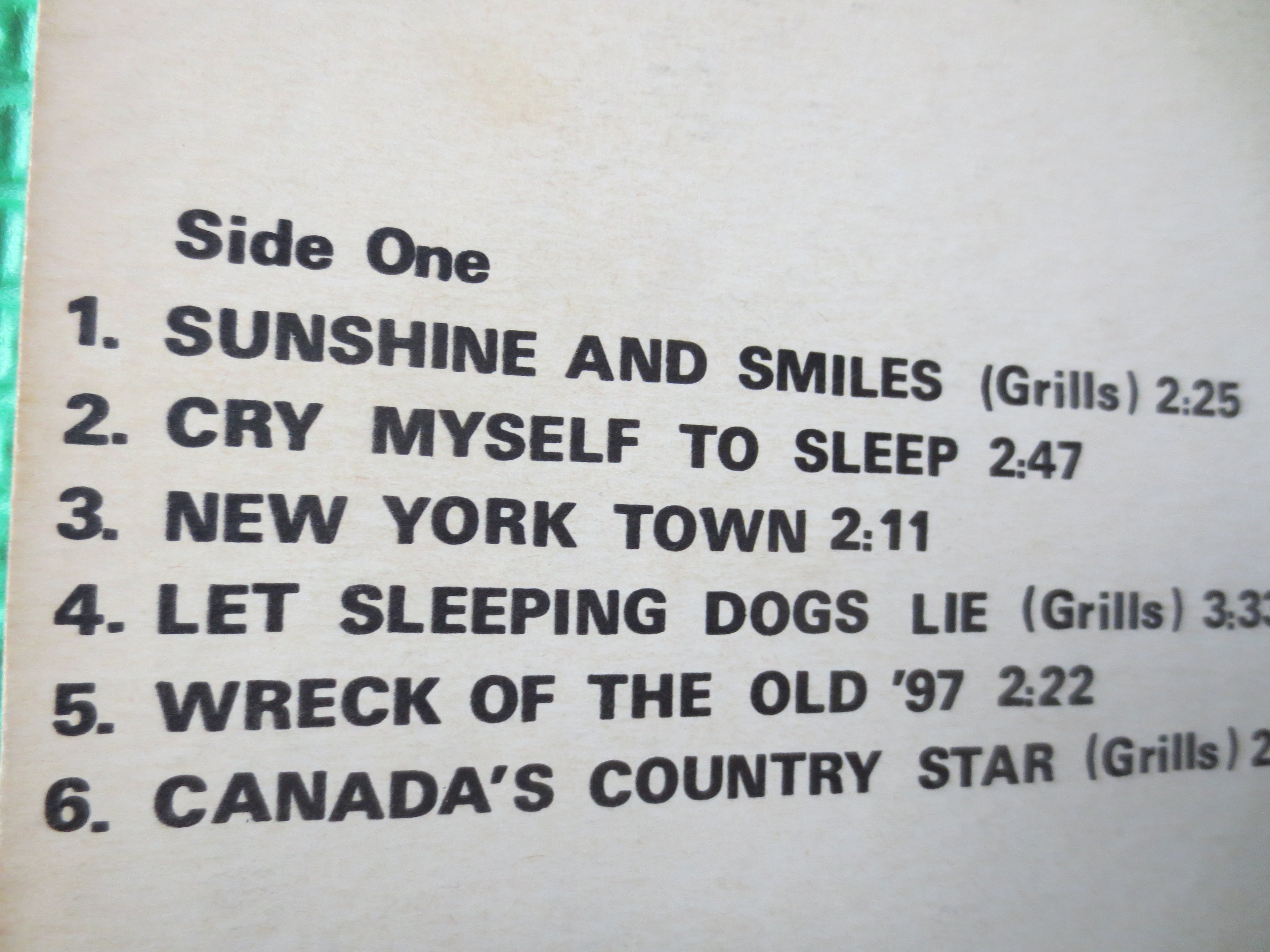 GORD GRILLS, SONGS and Recitations, Gord Grills Records, Gord Grills lp, Gord Grills Albums, Vintage Vinyl, 1968 Records