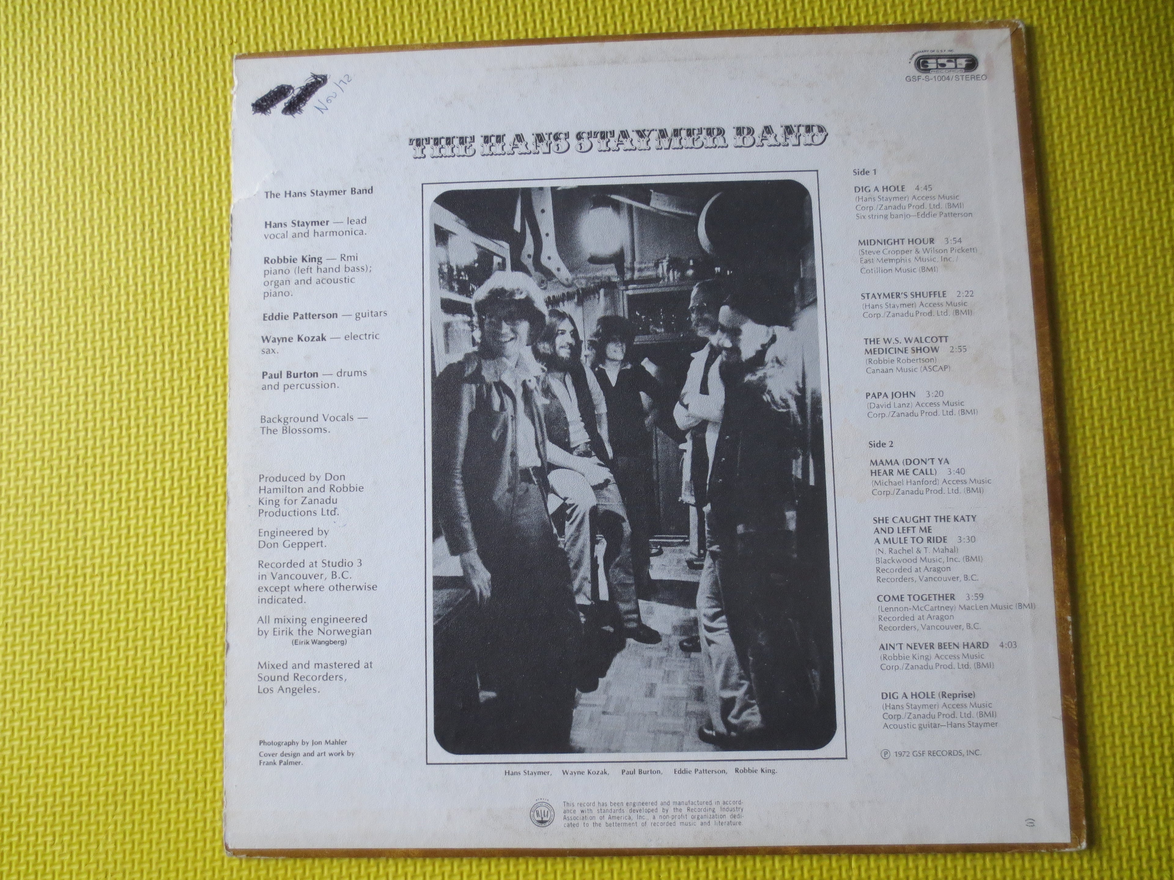 HANS STAYMER Band, Hans Staymer Records, Vintage Vinyl, Hans Staymer Albums, Vinyl Record, Vinyl, Rock Record, 1972 Records