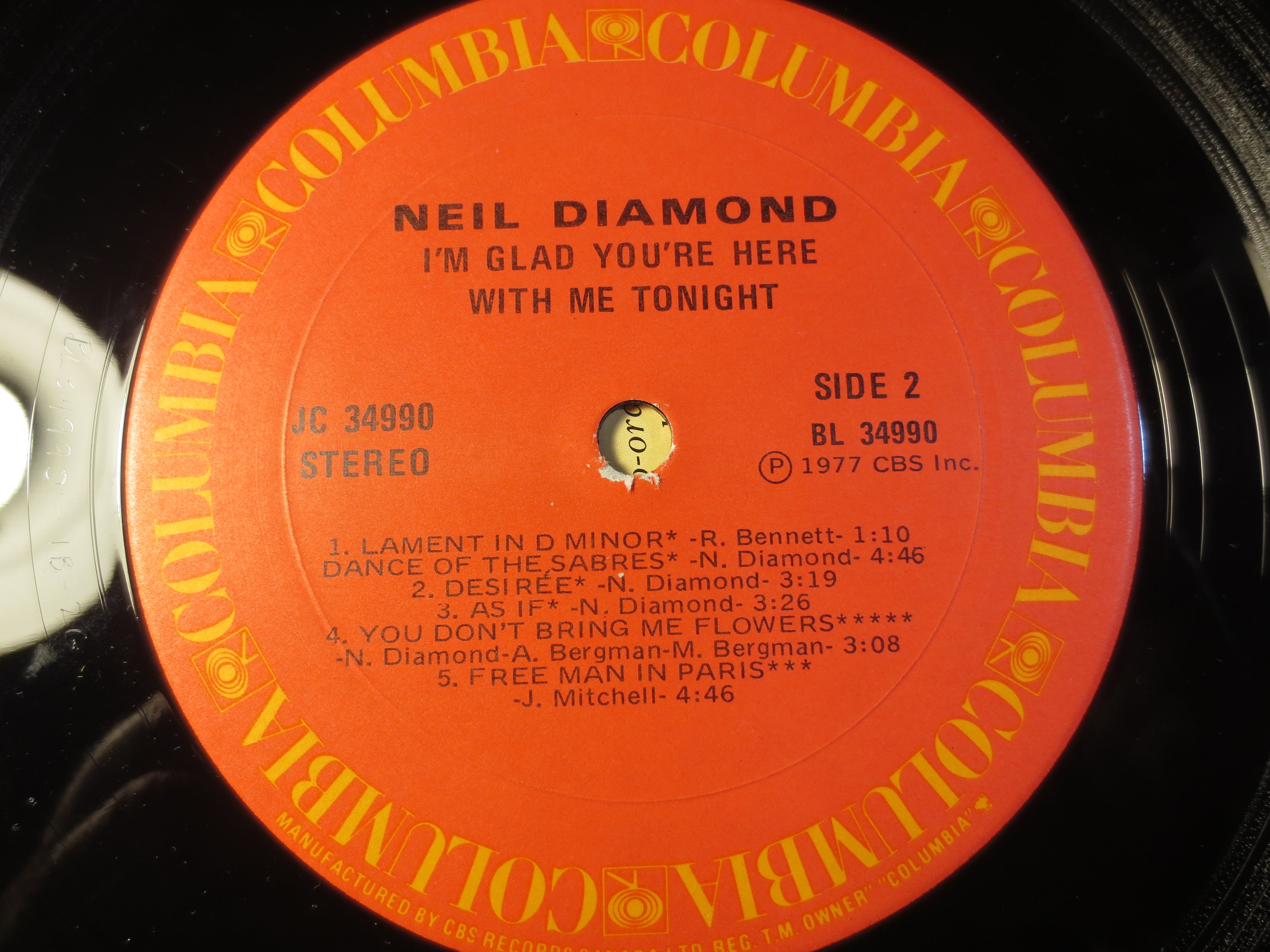 Neil Diamond – I'm Glad You're Here With Me Tonight (1977) Vinyl LP
