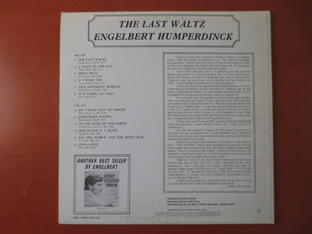 Engelbert Humperdinck – The Last Waltz (1967) Vinyl LP