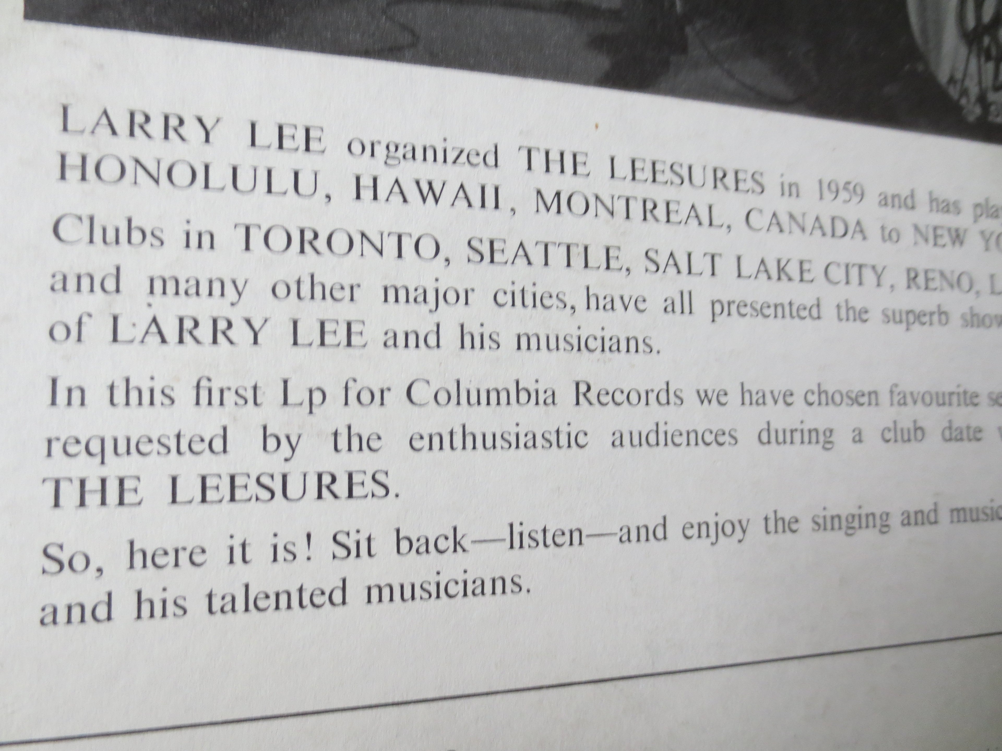 Larry Lee & the Leesures – Club Date (1967) Vinyl LP