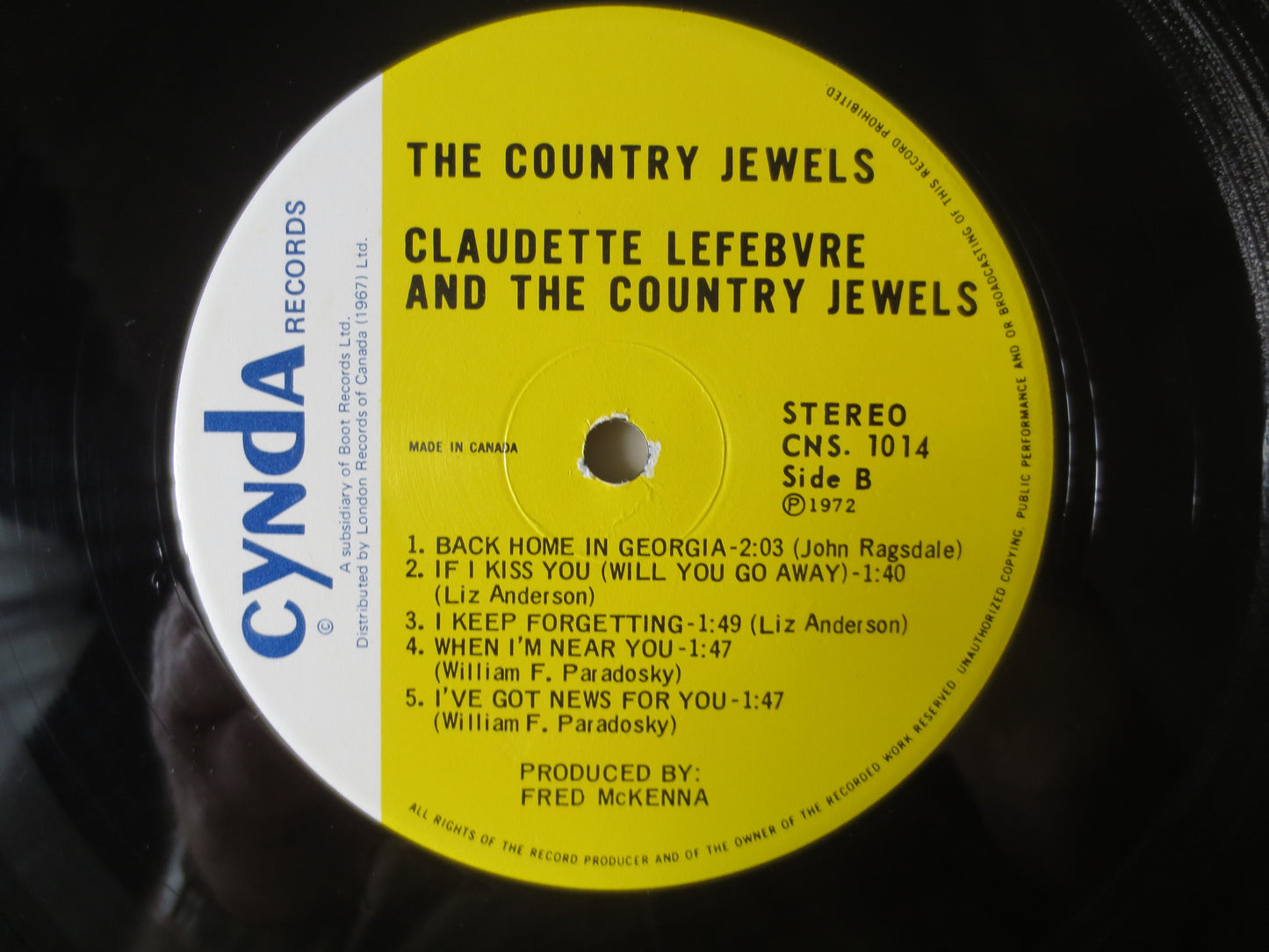 CLAUDETTE LEFEBRE, AUTOGRAPHED, Country Jewels, lps, Vintage Vinyl, Record Vinyl, Records, Country Records, 1972 Records