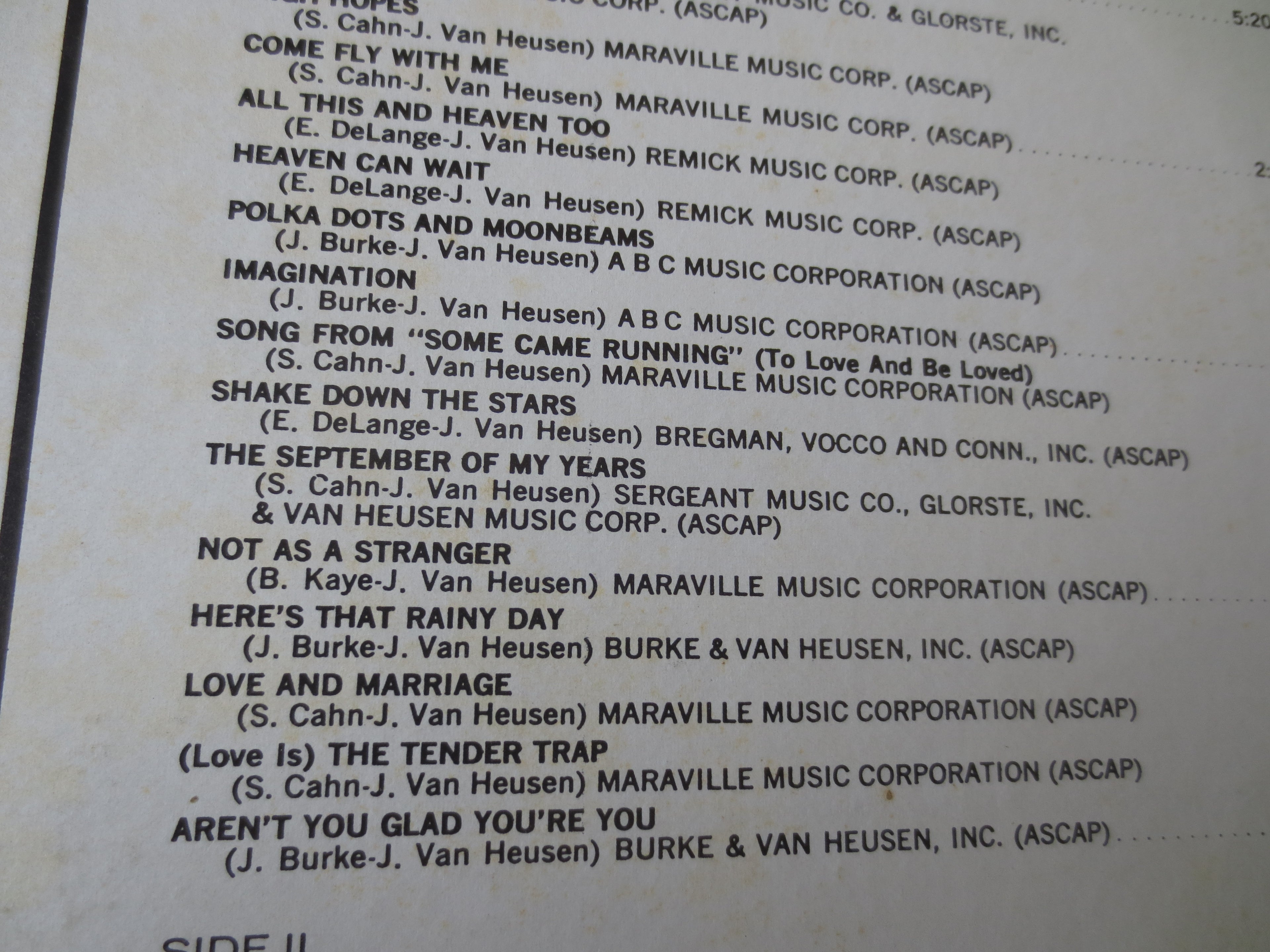 Jimmy Van Heusen – Jimmy Van Heusen Plays Jimmy Van Heusen (1966) Vinyl LP