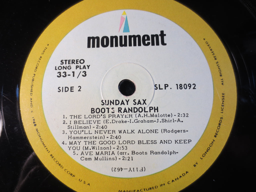 Boots Randolph – Sunday Sax (1968) Vinyl LP