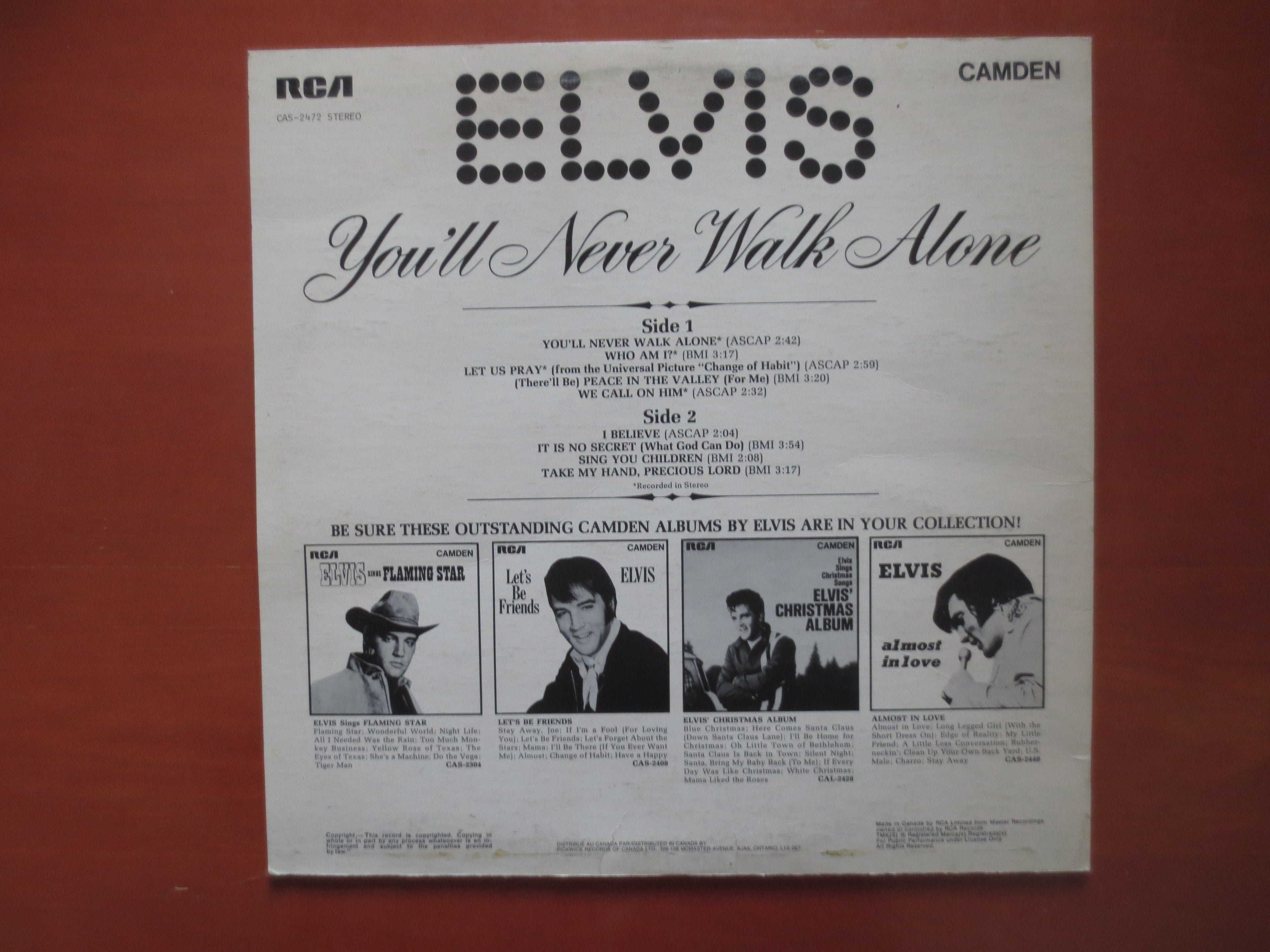 Elvis Presley – You'll Never Walk Alone (1971) Vinyl LP
