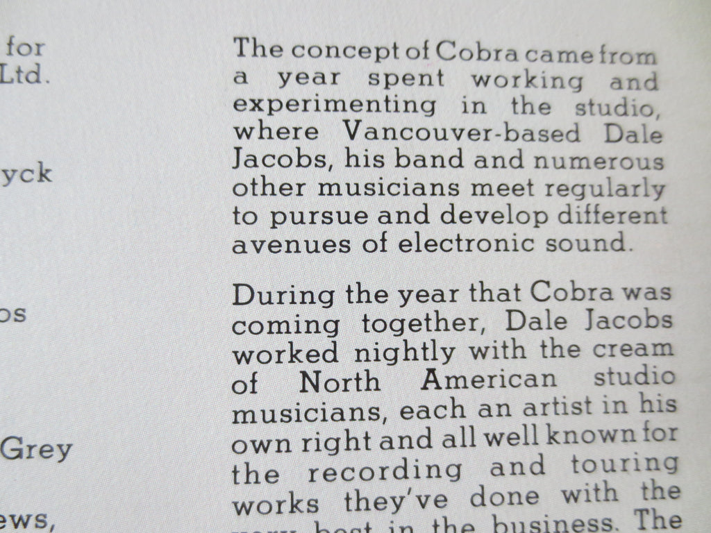 Dale Jacobs – Cobra (1979) Vinyl LP