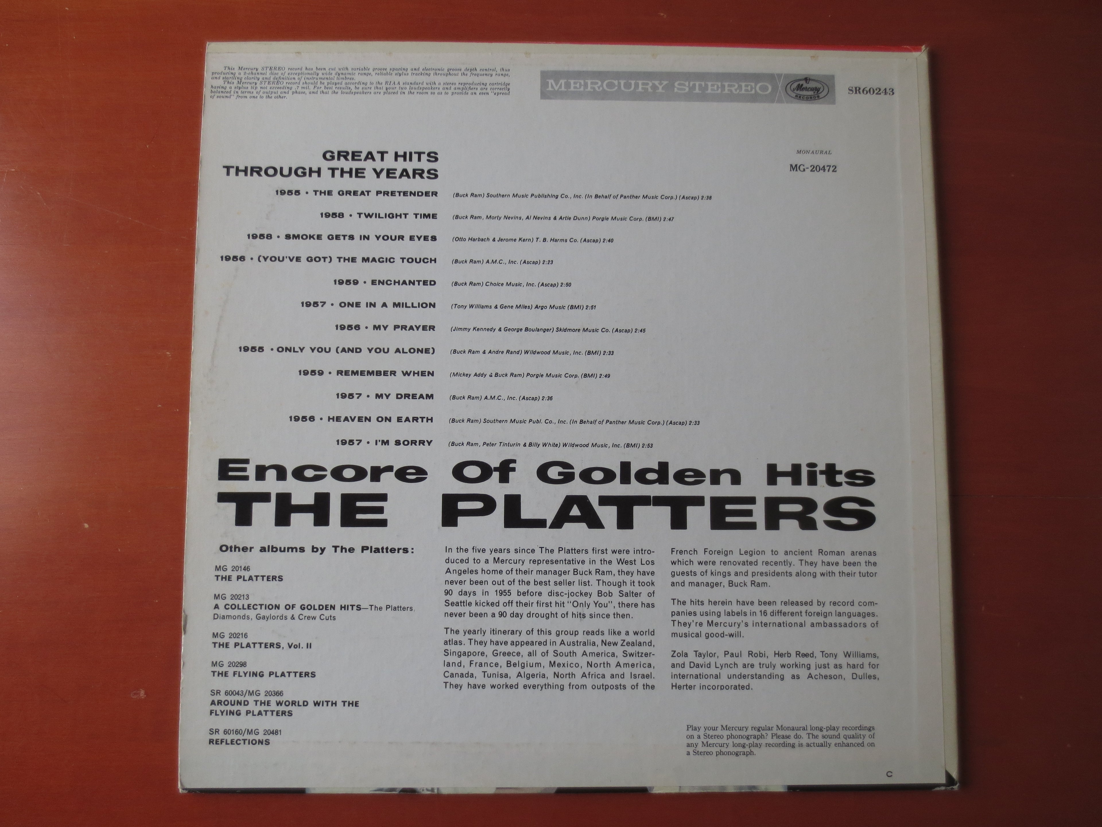 The Platters – Encore of Golden Hits (1960) Vinyl LP