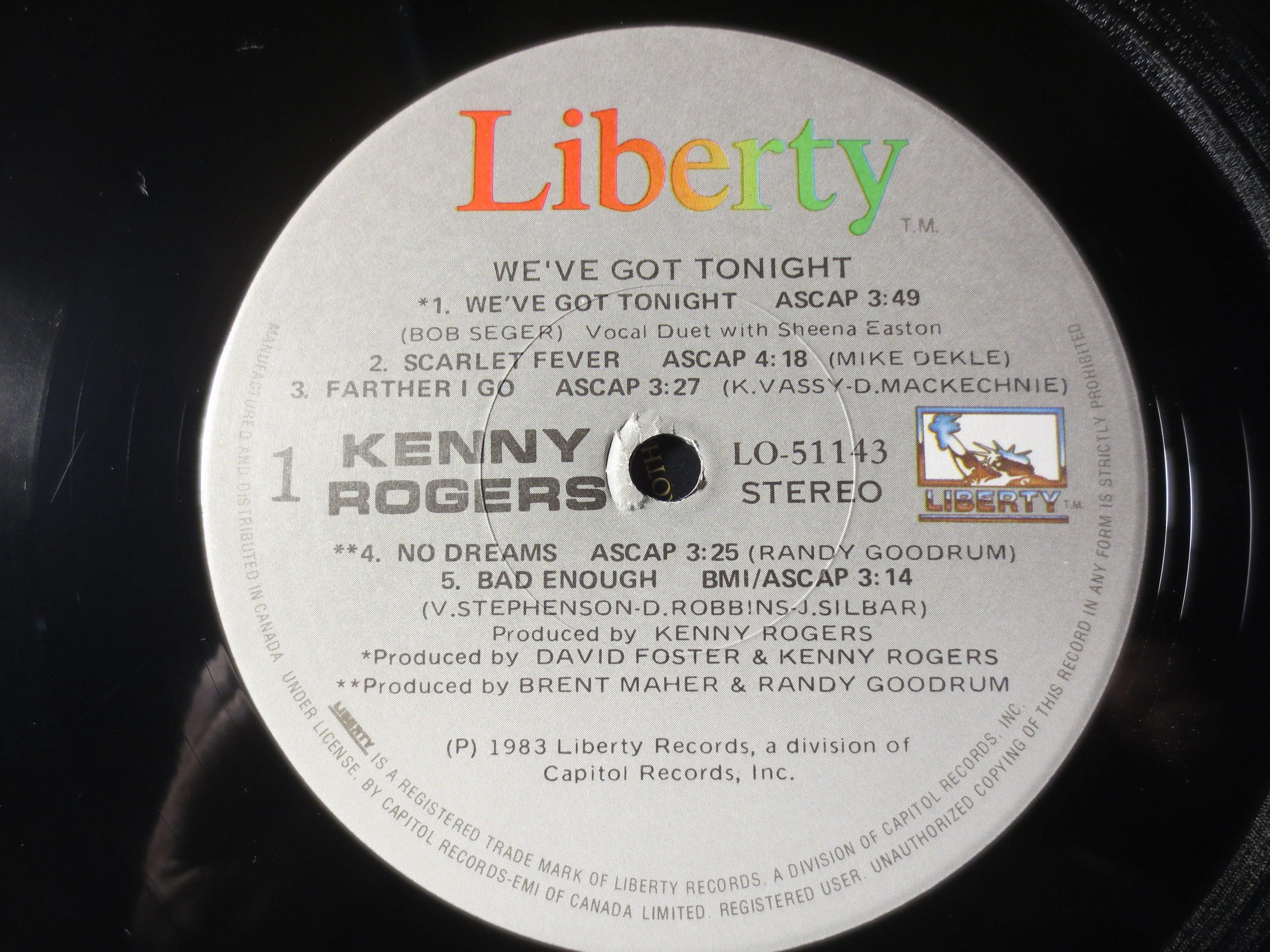 Kenny Rogers – We’ve Got Tonight (1983) Vinyl LP