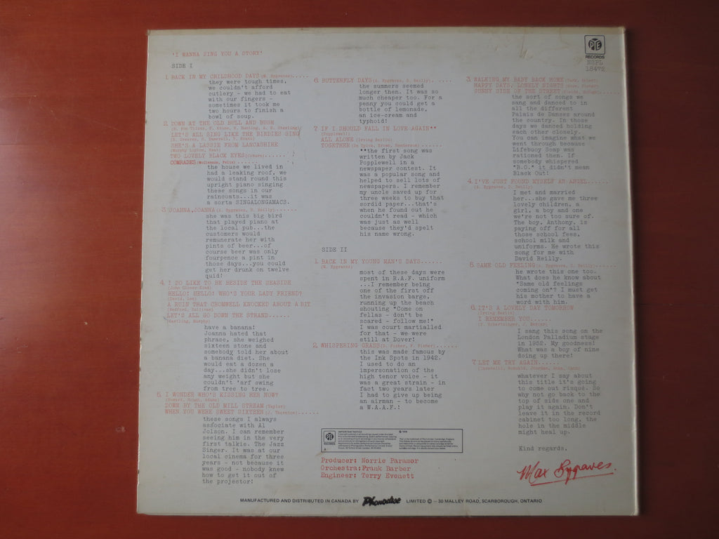 Max Bygraves – I Wanna Sing You a Story (1976) Vinyl LP
