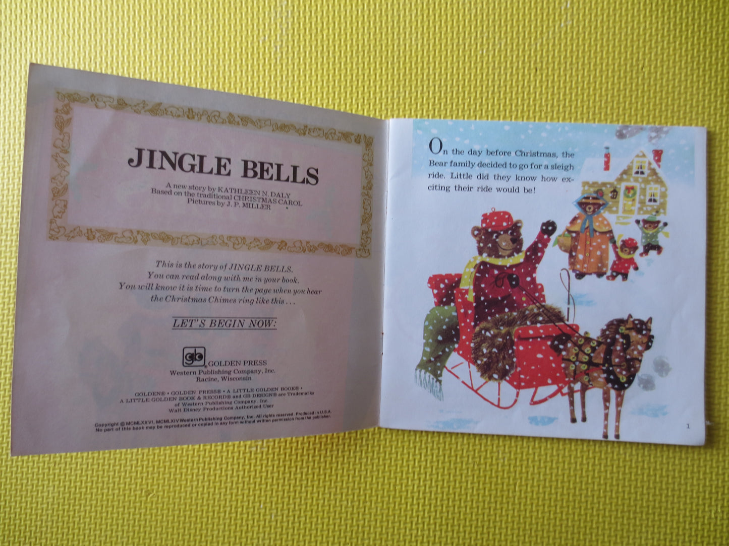 JINGLE BELLS, DISNEY Record, Disneyland Records, Disney Album, Disney Vinyl, Childrens lp, Kids Record, Vinyl, 1976 Records
