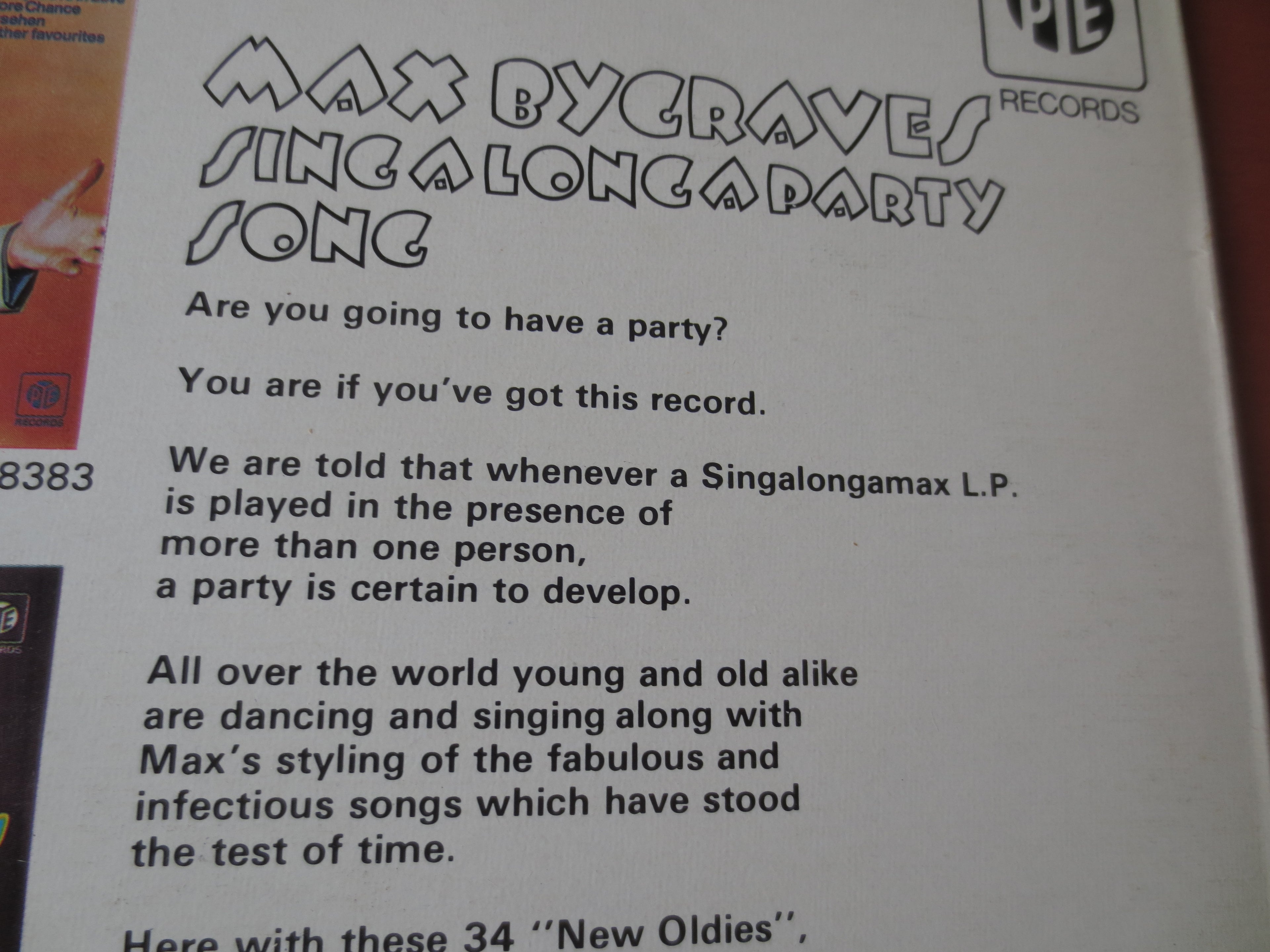 Max Bygraves – Sing Along a Party Song (1973) Vinyl LP