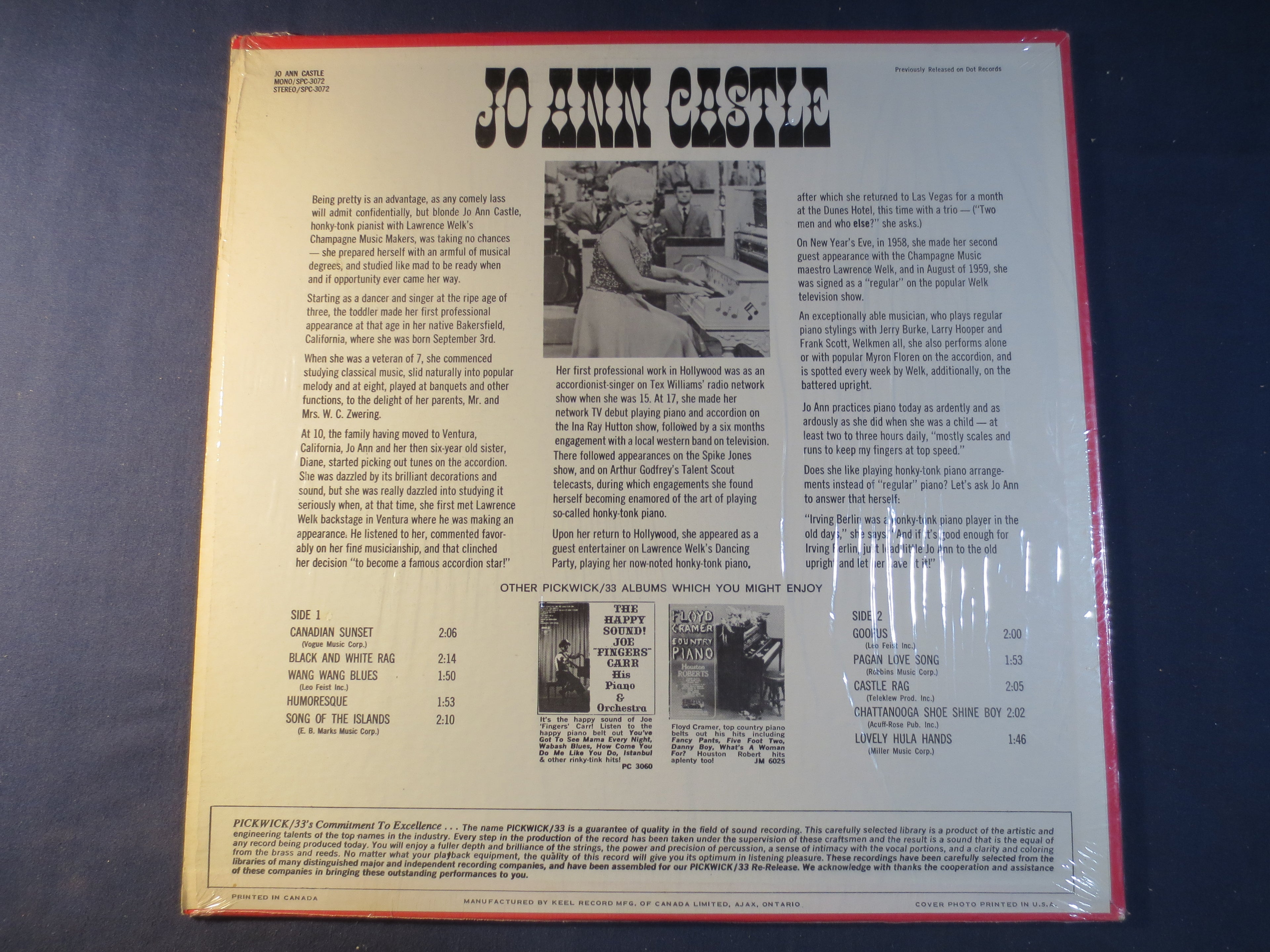Jo Ann Castle – Lawrence Welk's Ragtime Gal (1967) Vinyl LP