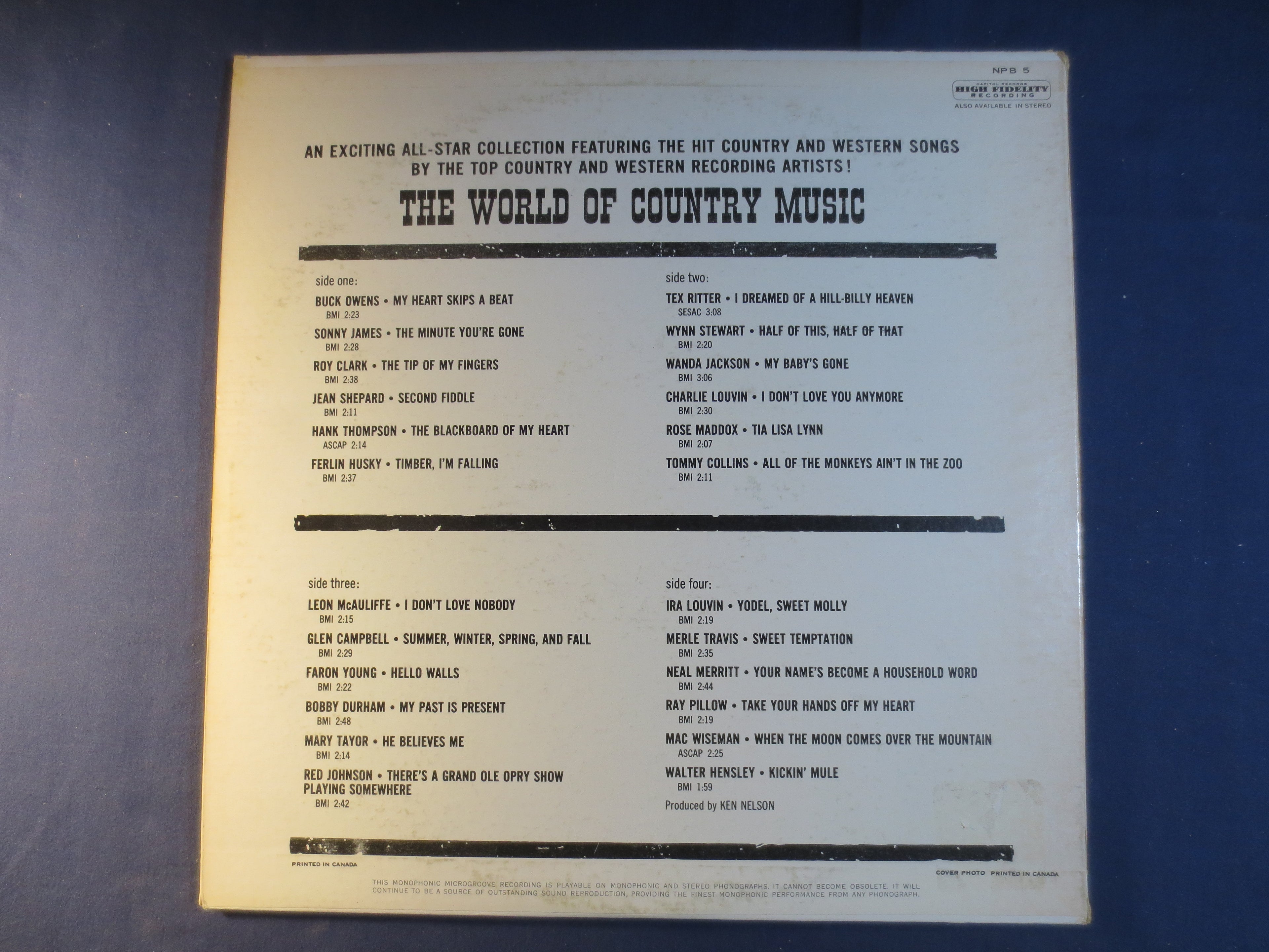 The World of Country Music (1965) Double Vinyl LP