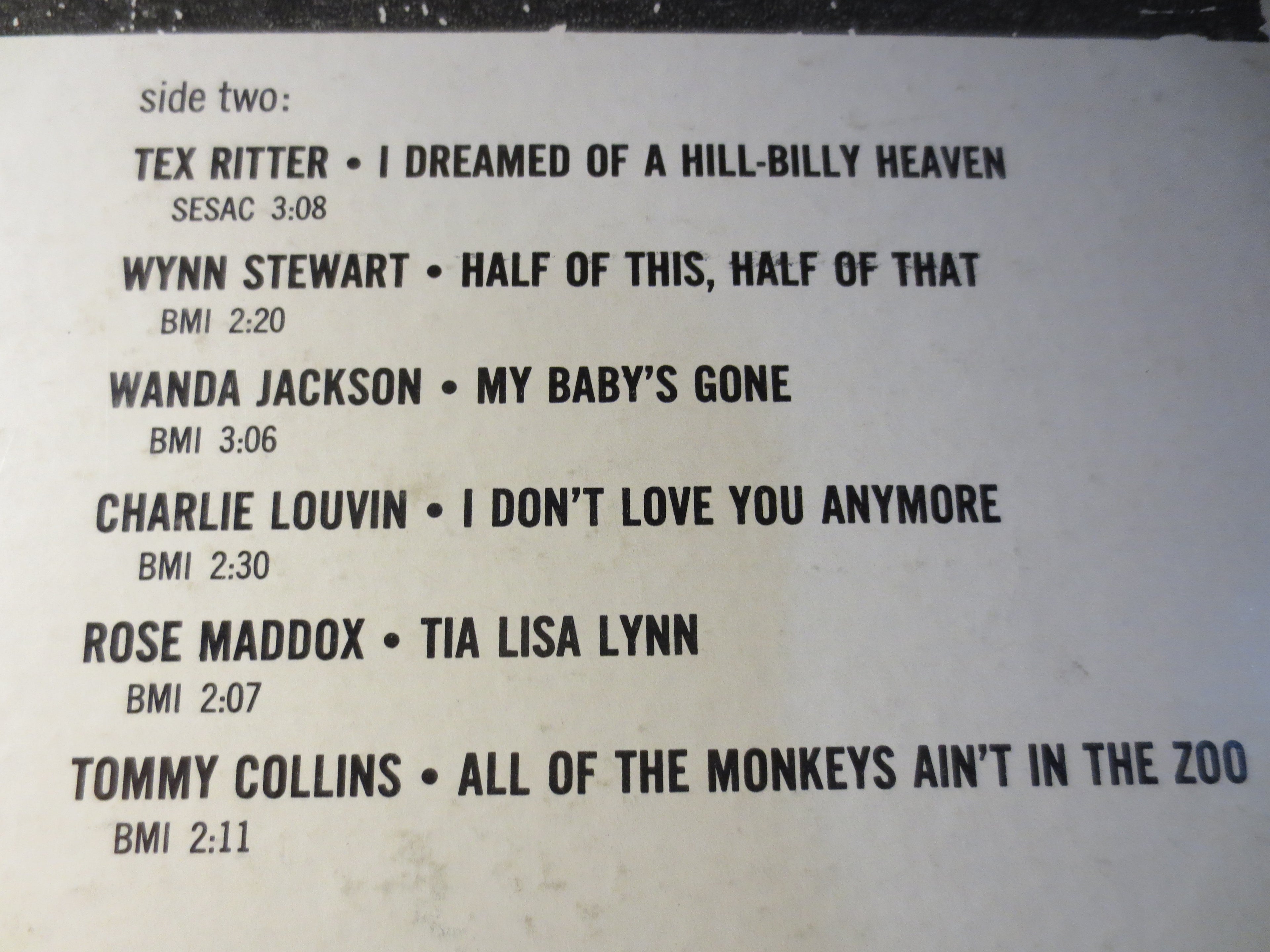 The World of Country Music (1965) Double Vinyl LP