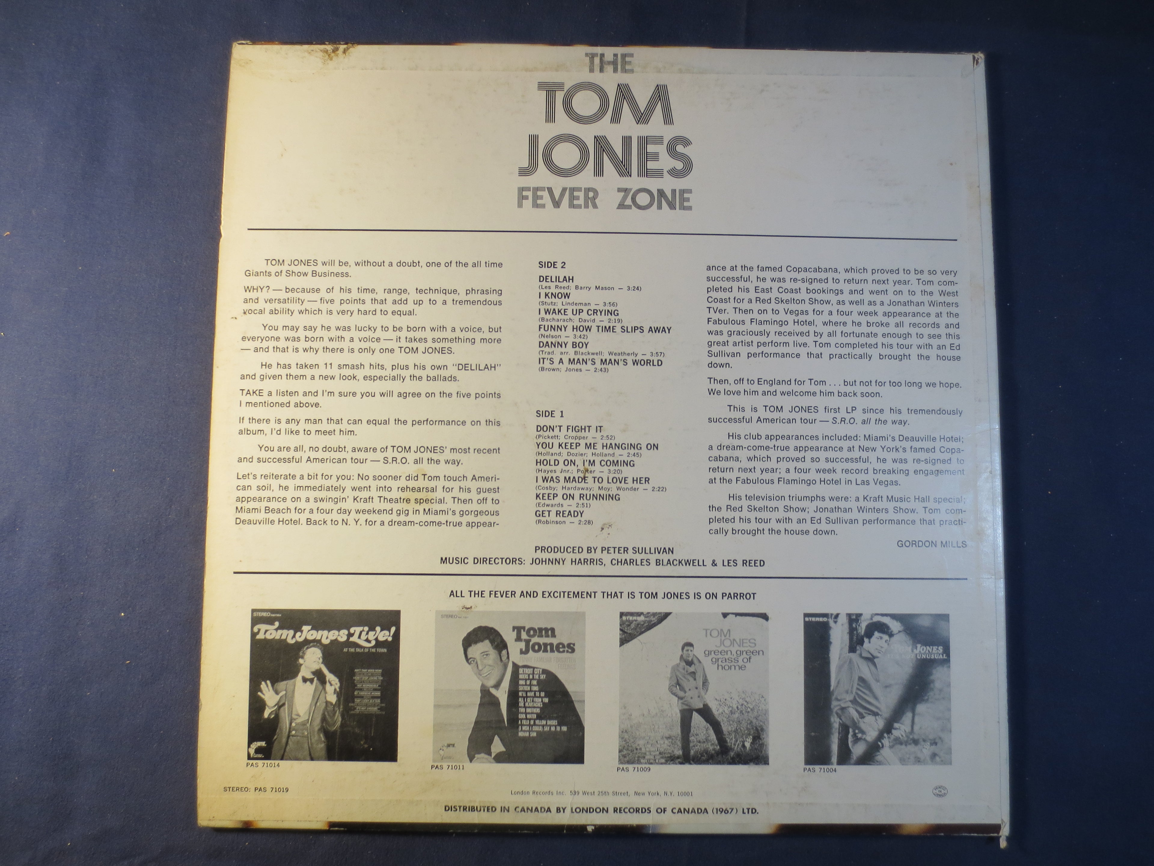 Tom Jones – Fever Zone (1967) Vinyl LP