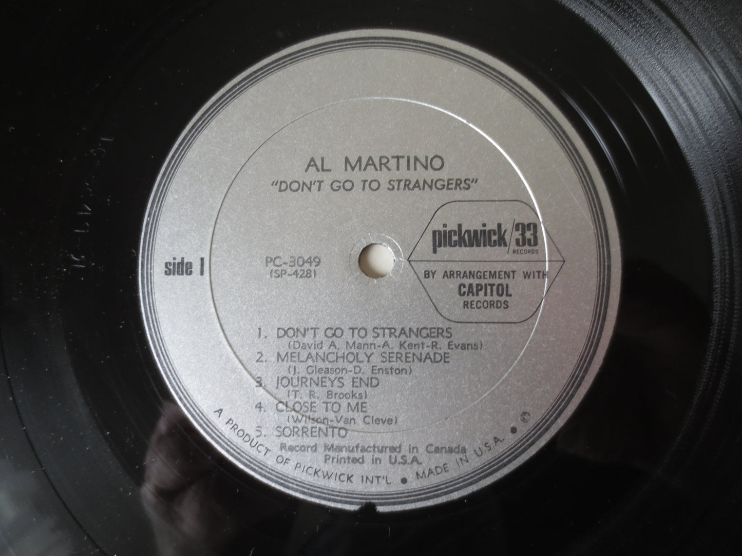 AL MARTINO, Don't Go To STRANGERS, Al Martino Album, Al Martino Vinyl, Al Martino Lp, Vinyl Albums, Lp, 1966 Records