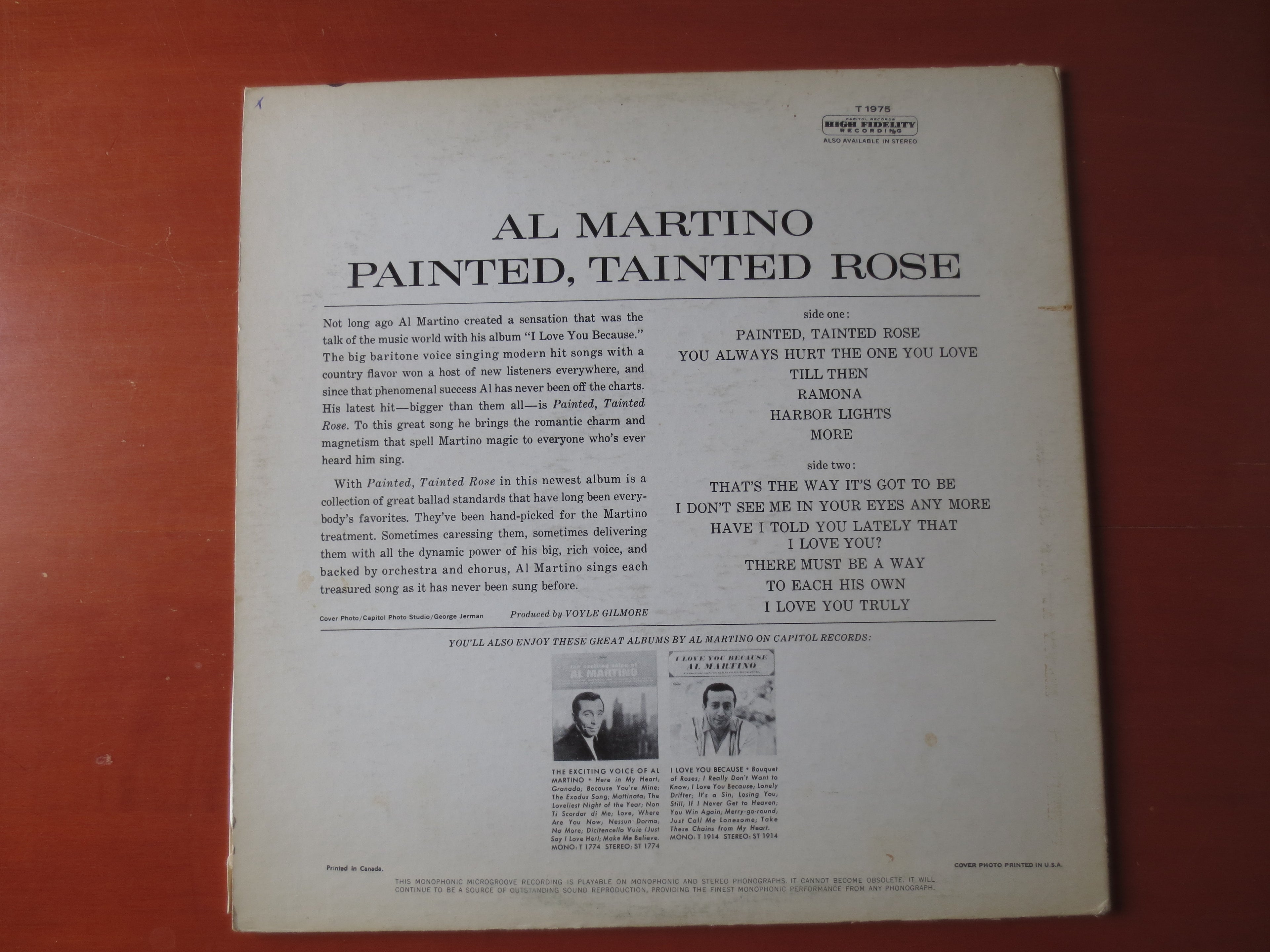 Al Martino – Painted, Tainted Rose (1963) Vinyl LP