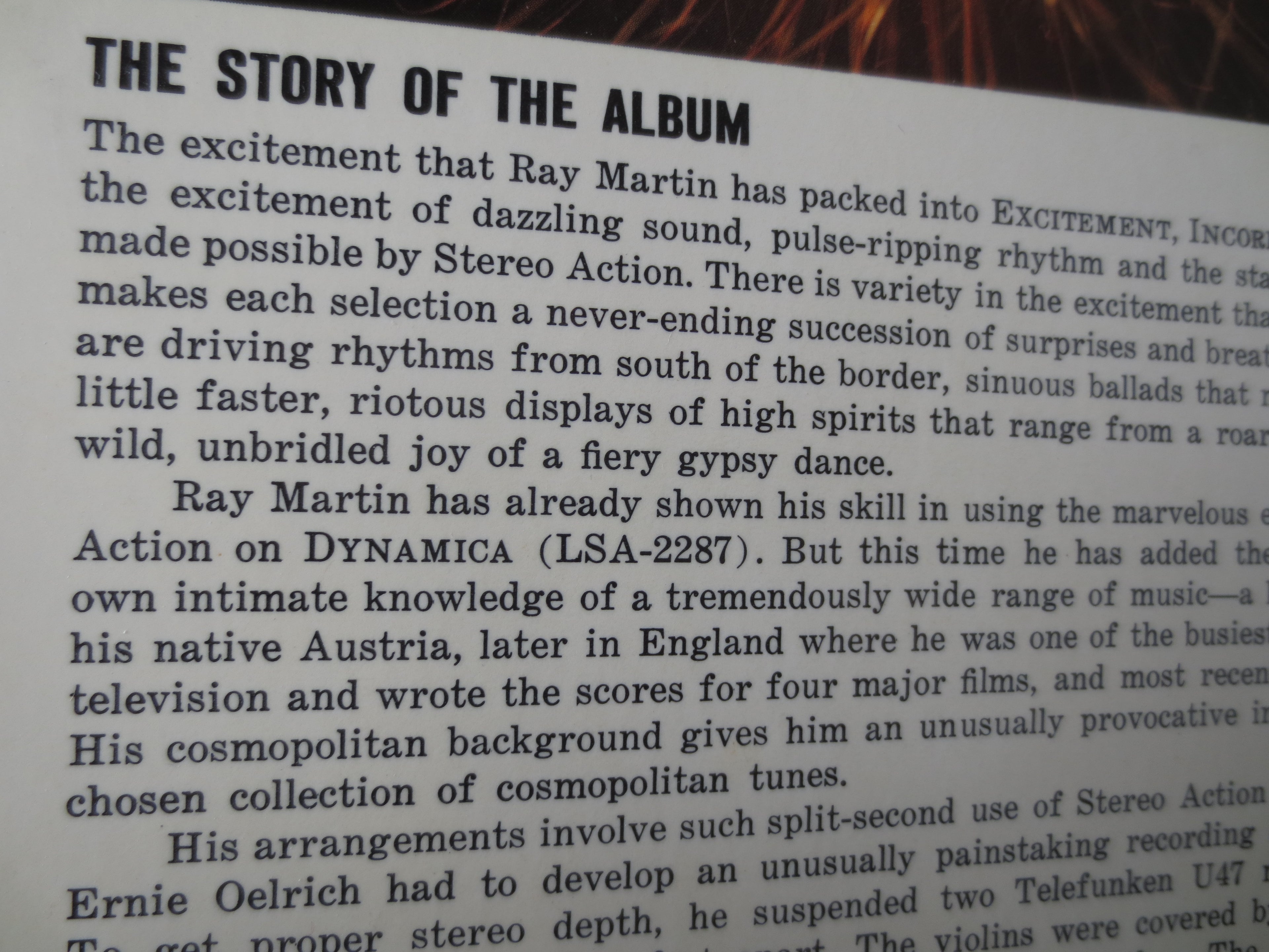 Ray Martin – Excitement Incorporated (1961) Vinyl LP