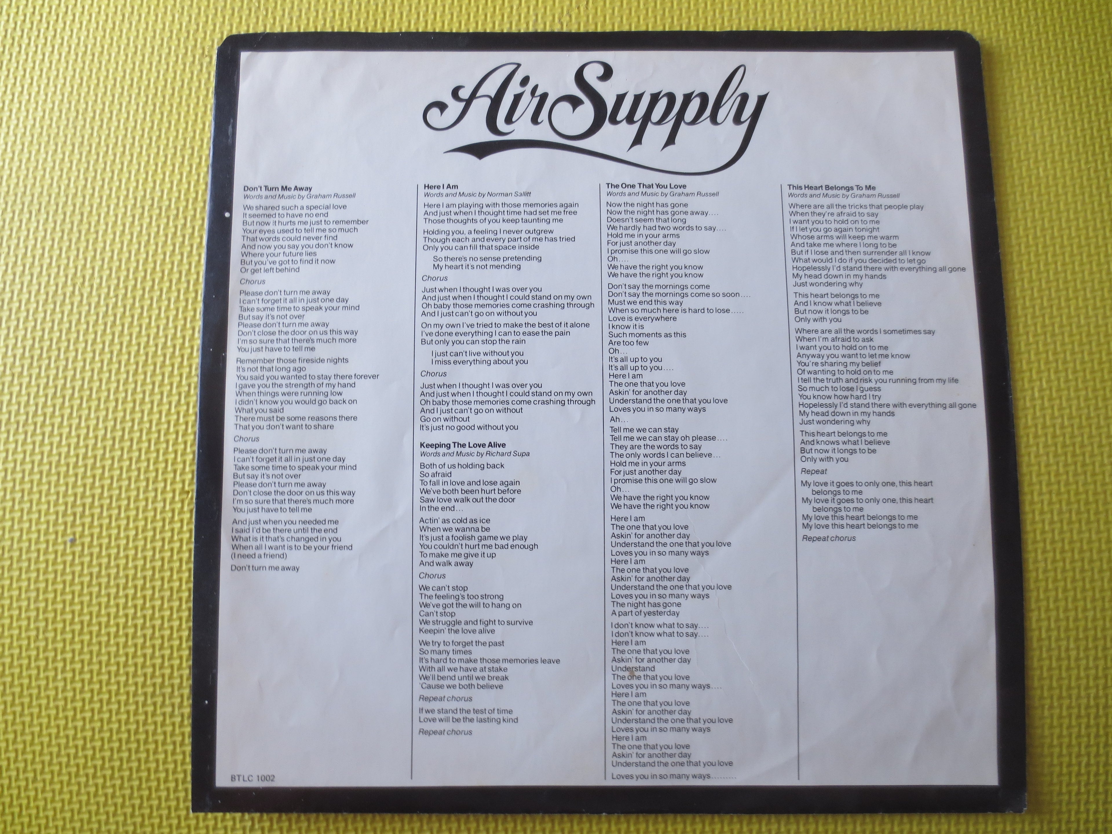 Air Supply – The One That You Love (1981) Vinyl LP