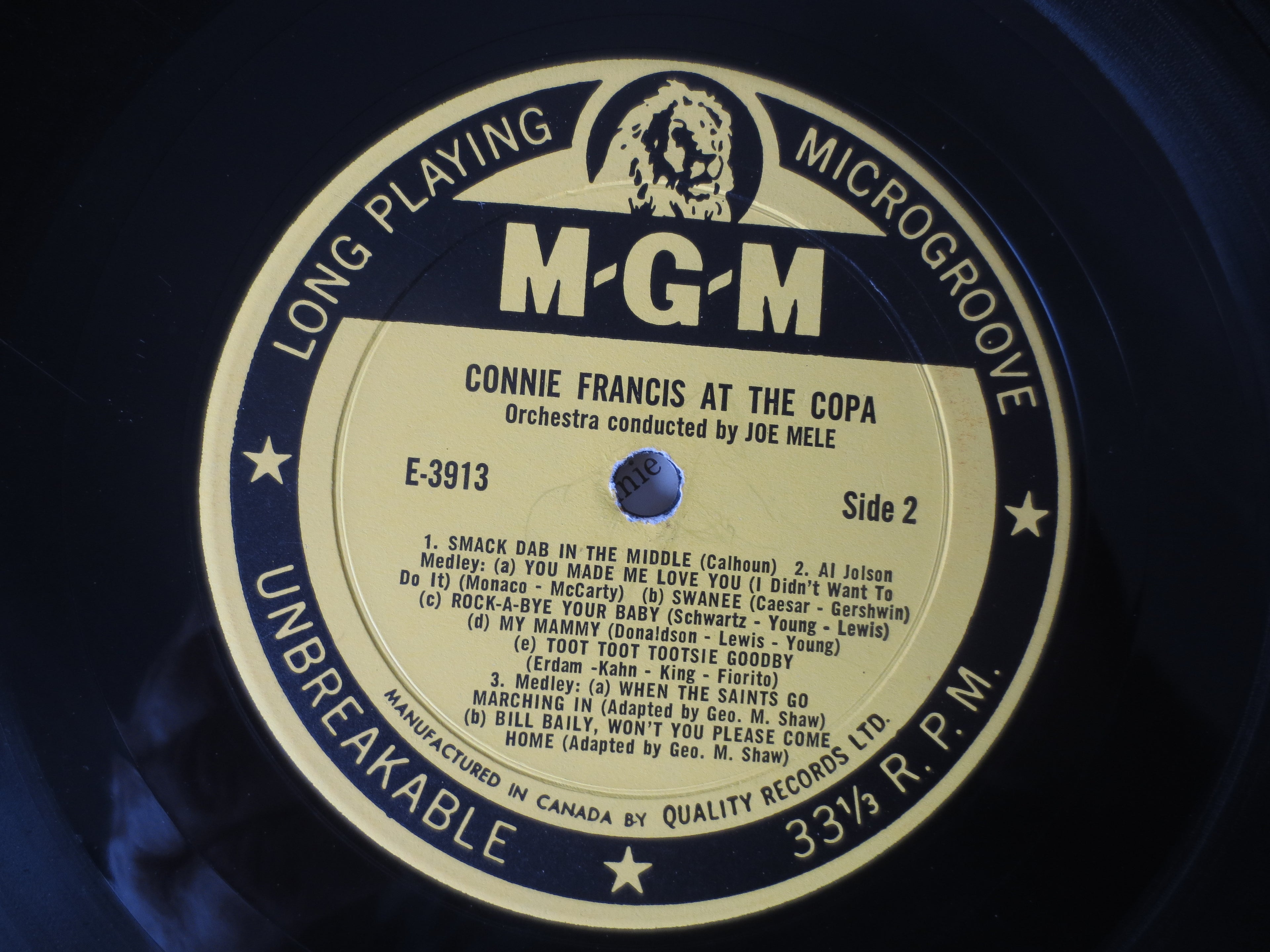 Connie Francis – At the Copa (1961) Vinyl LP