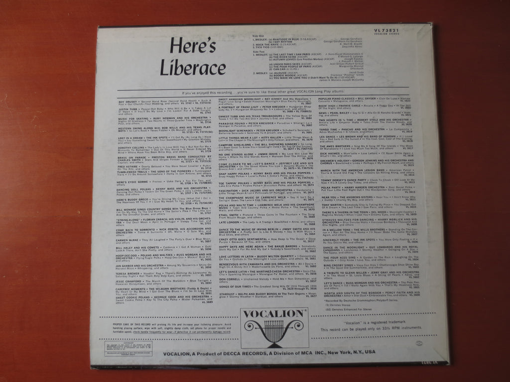 Liberace – Here's Liberace (1965) Vinyl LP
