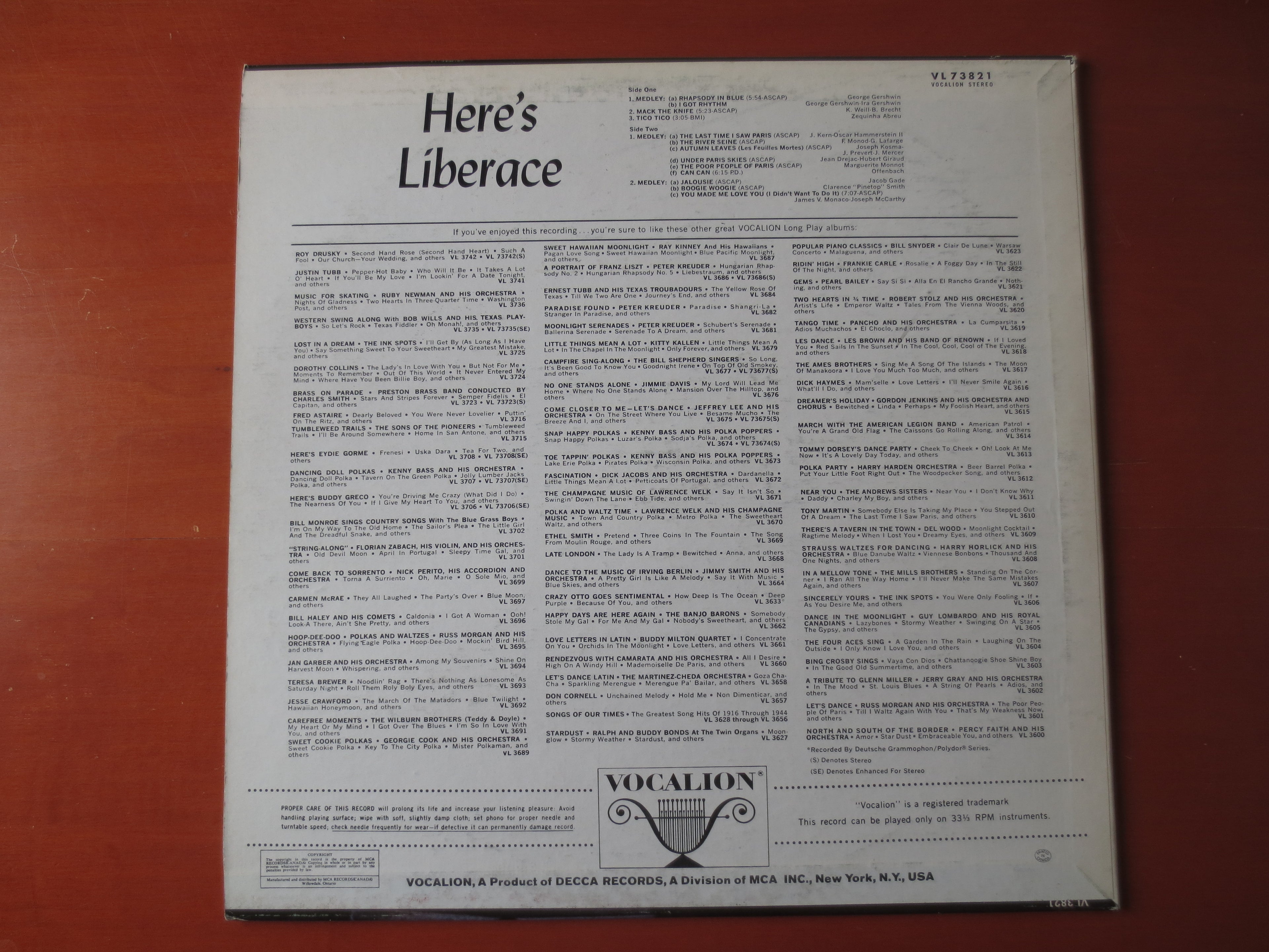 Liberace – Here's Liberace (1965) Vinyl LP