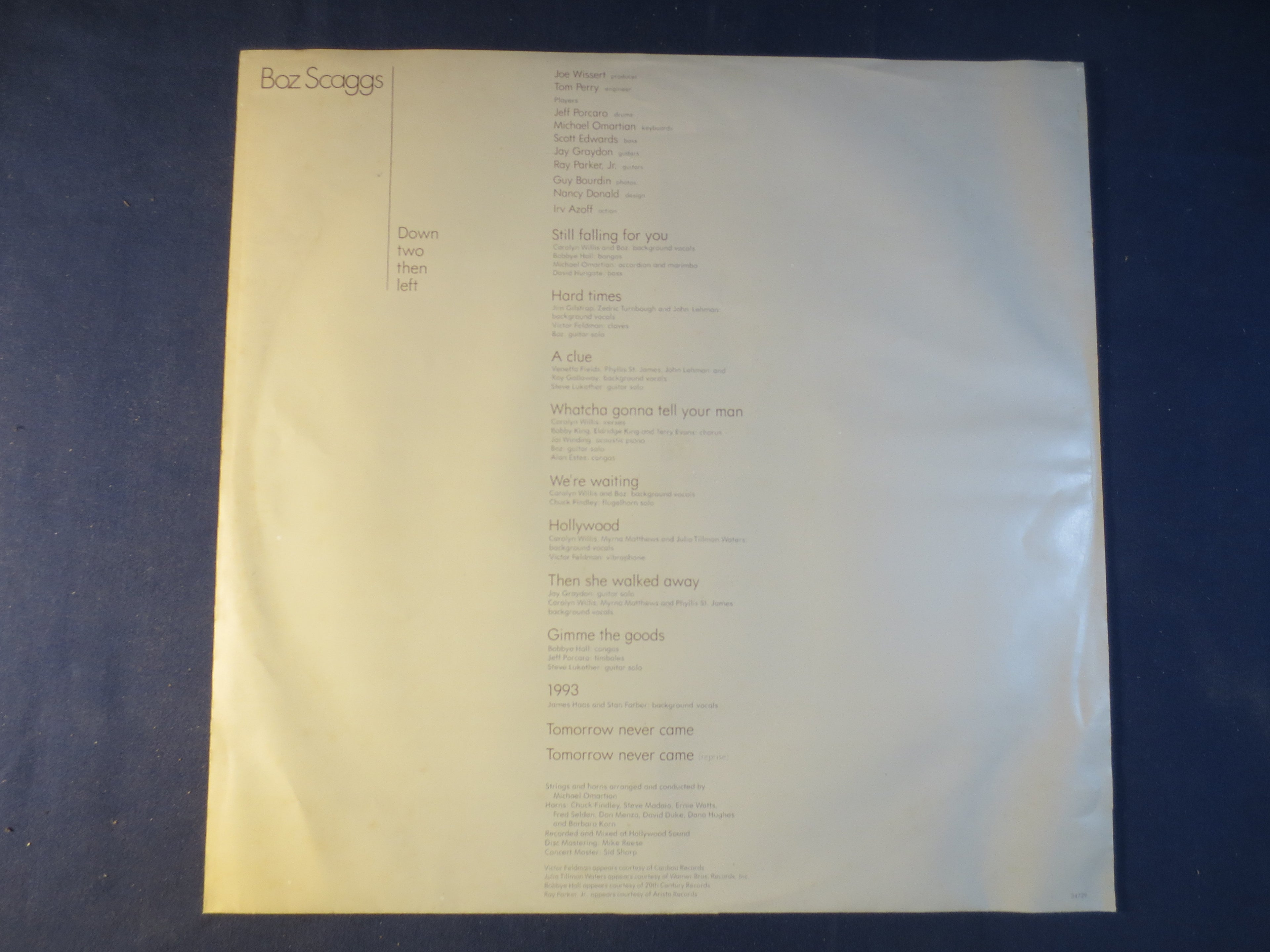 Boz Scaggs – Down Two Then Left (1977) Vinyl LP