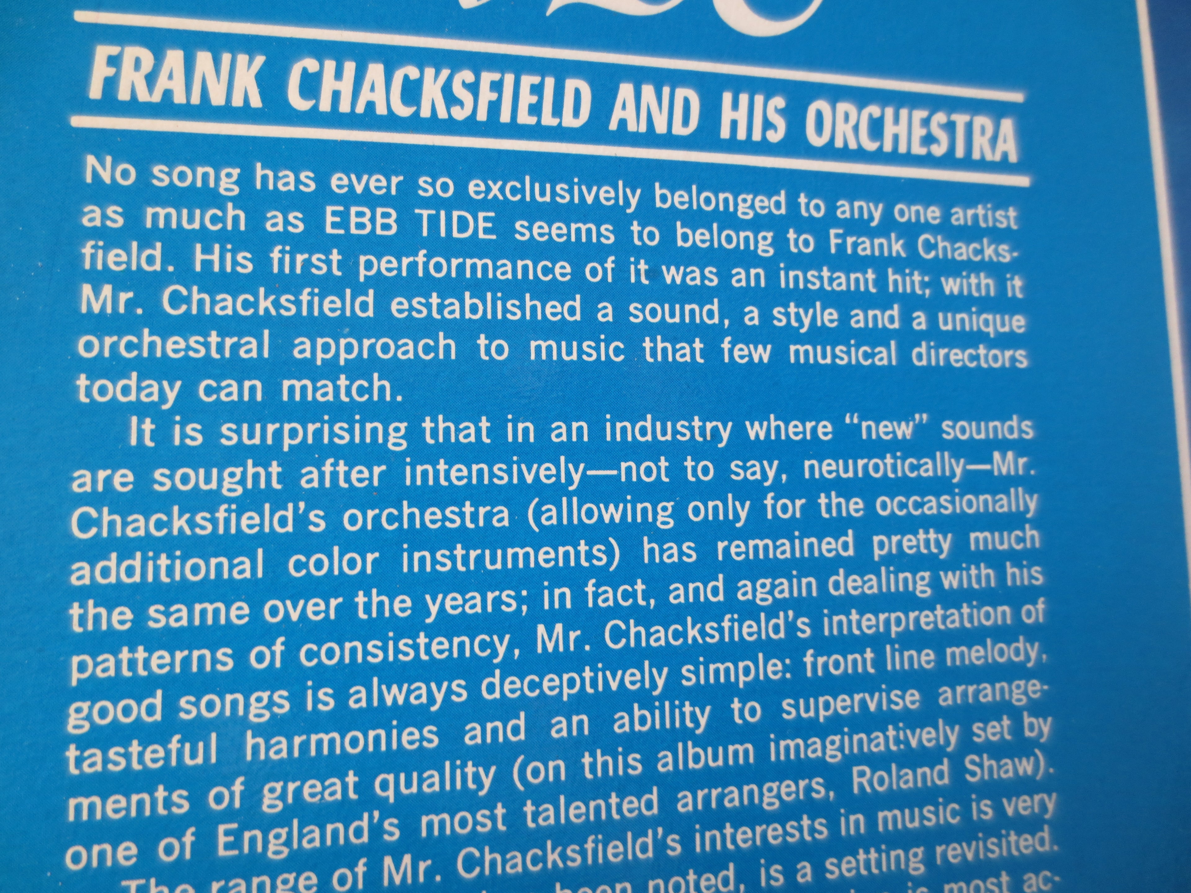Frank Chacksfield – The New Ebb Tide (1969) Vinyl LP