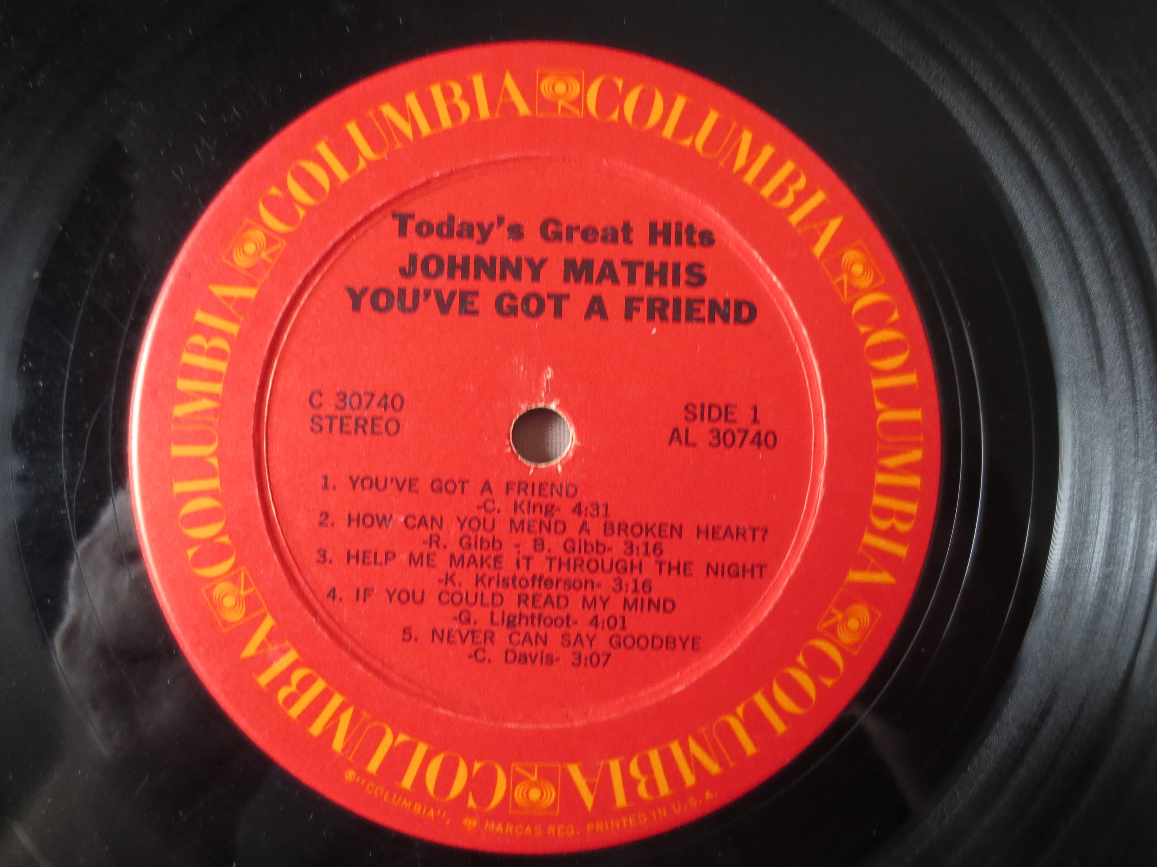 Johnny Mathis – You've Got a Friend (1971) Vinyl LP