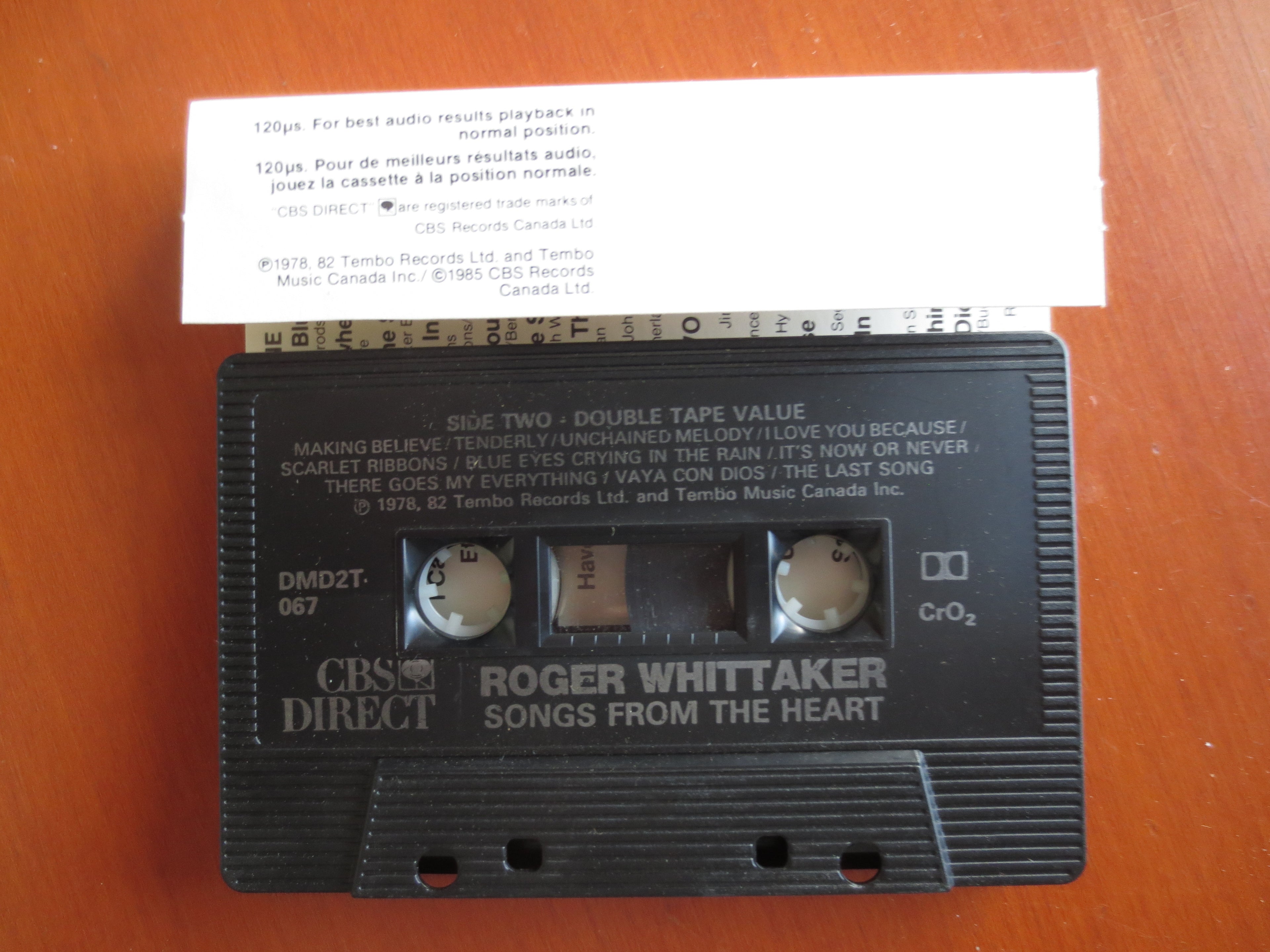 Roger Whittaker – Songs from the Heart (1985) Cassette