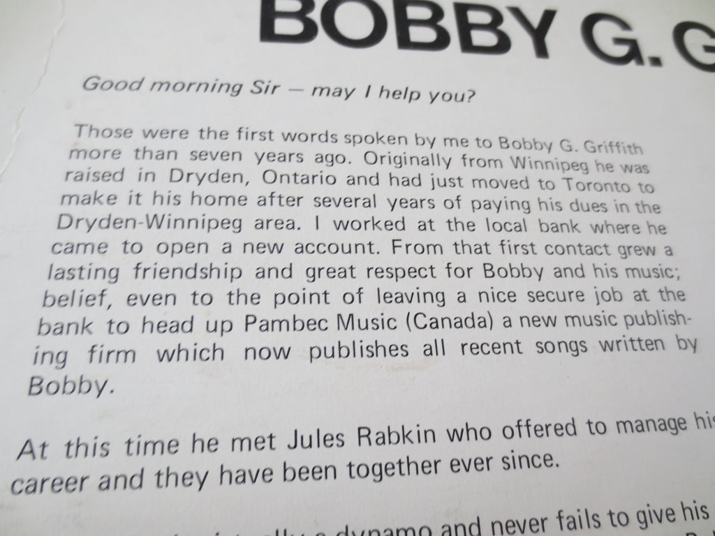 Bobby G. Griffith – Bobby G. Griffith (1974) Vinyl LP