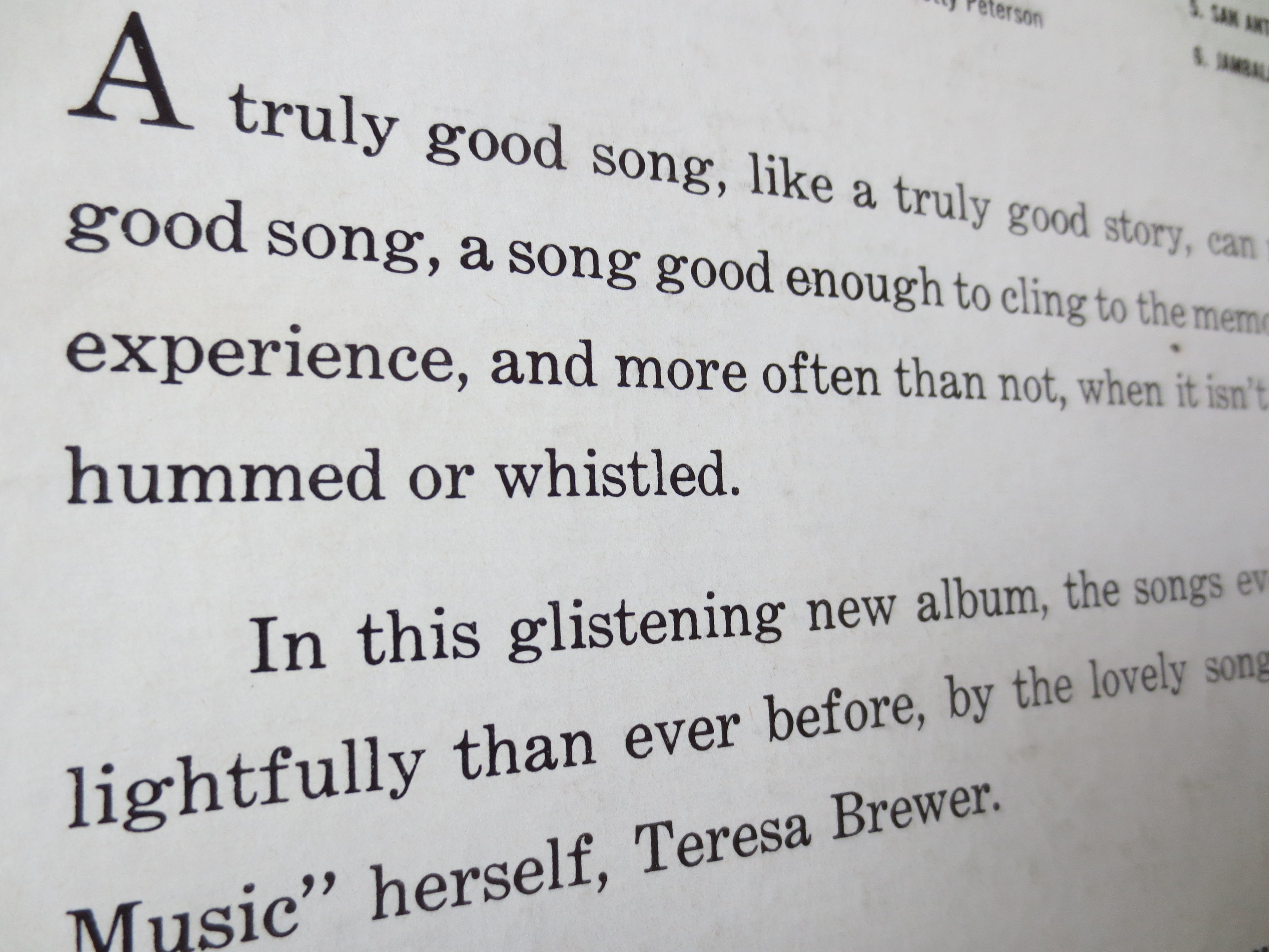 Teresa Brewer – Songs Everybody Knows (1961) Vinyl LP