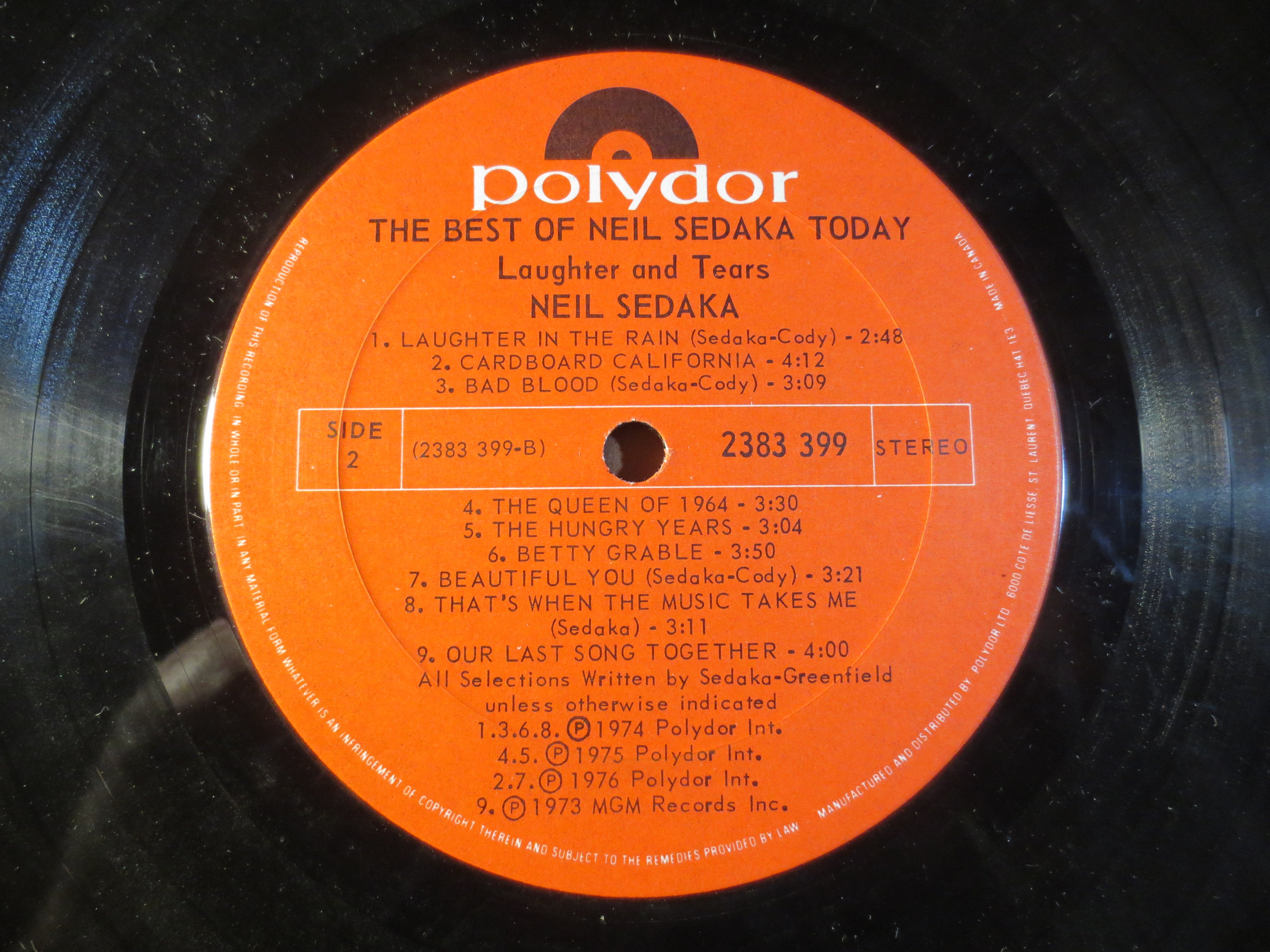 Neil Sedaka – The Best of Neil Sedaka Today (1976) Vinyl LP