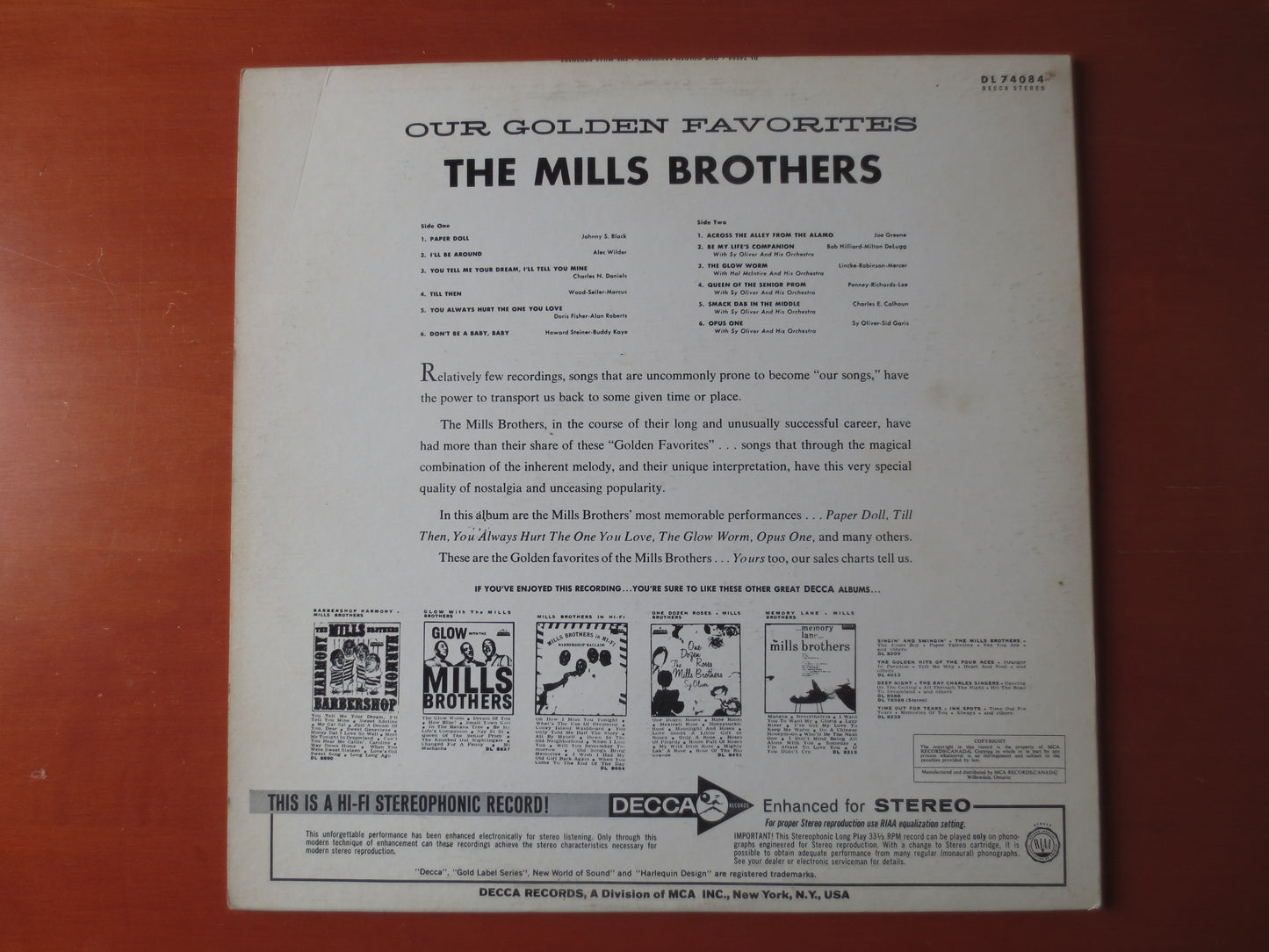 The MILLS BROTHERS, Our GOLDEN Favorites, Jazz Records, Vintage Vinyl, Record Vinyl, Mills Brothers Lp, Vinyl, 1972 Records