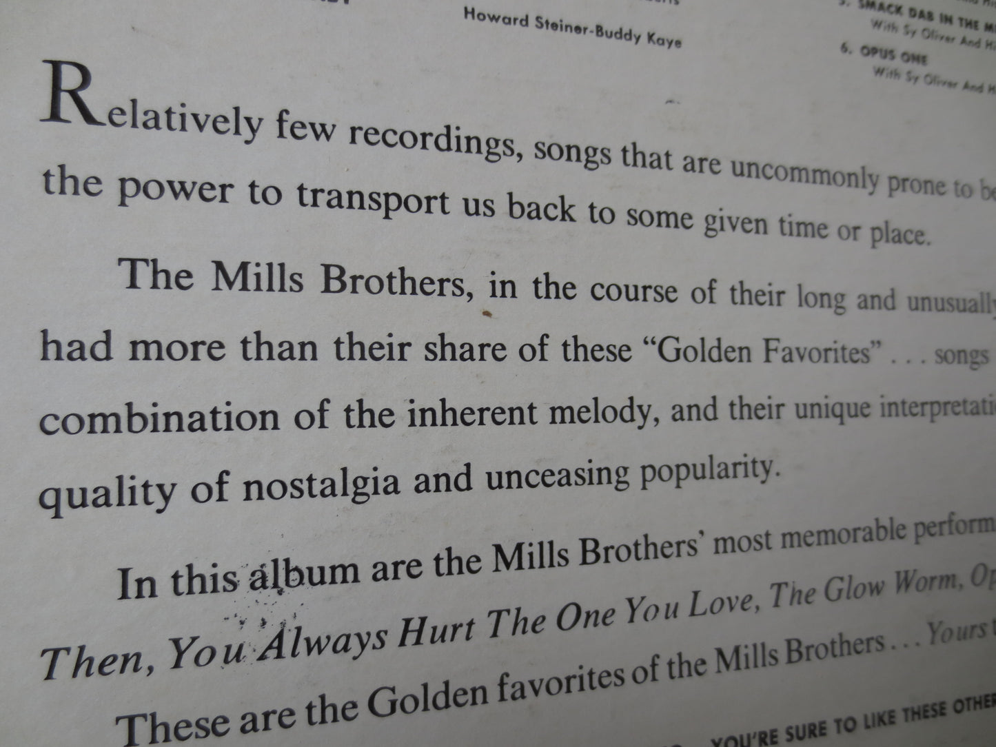 The MILLS BROTHERS, Our GOLDEN Favorites, Jazz Records, Vintage Vinyl, Record Vinyl, Mills Brothers Lp, Vinyl, 1972 Records